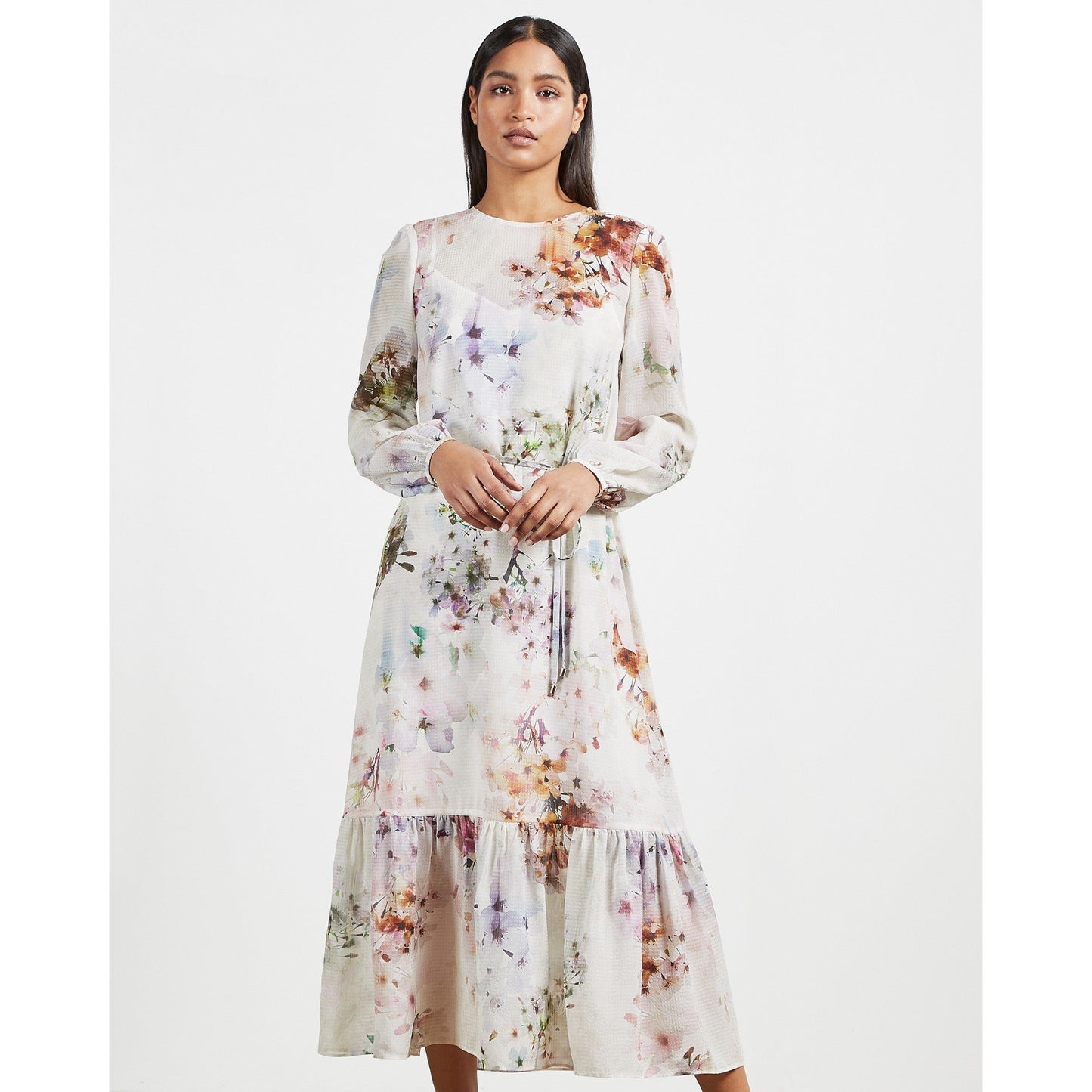 Women Kally-Vanilla Peplum Midi Dress - White