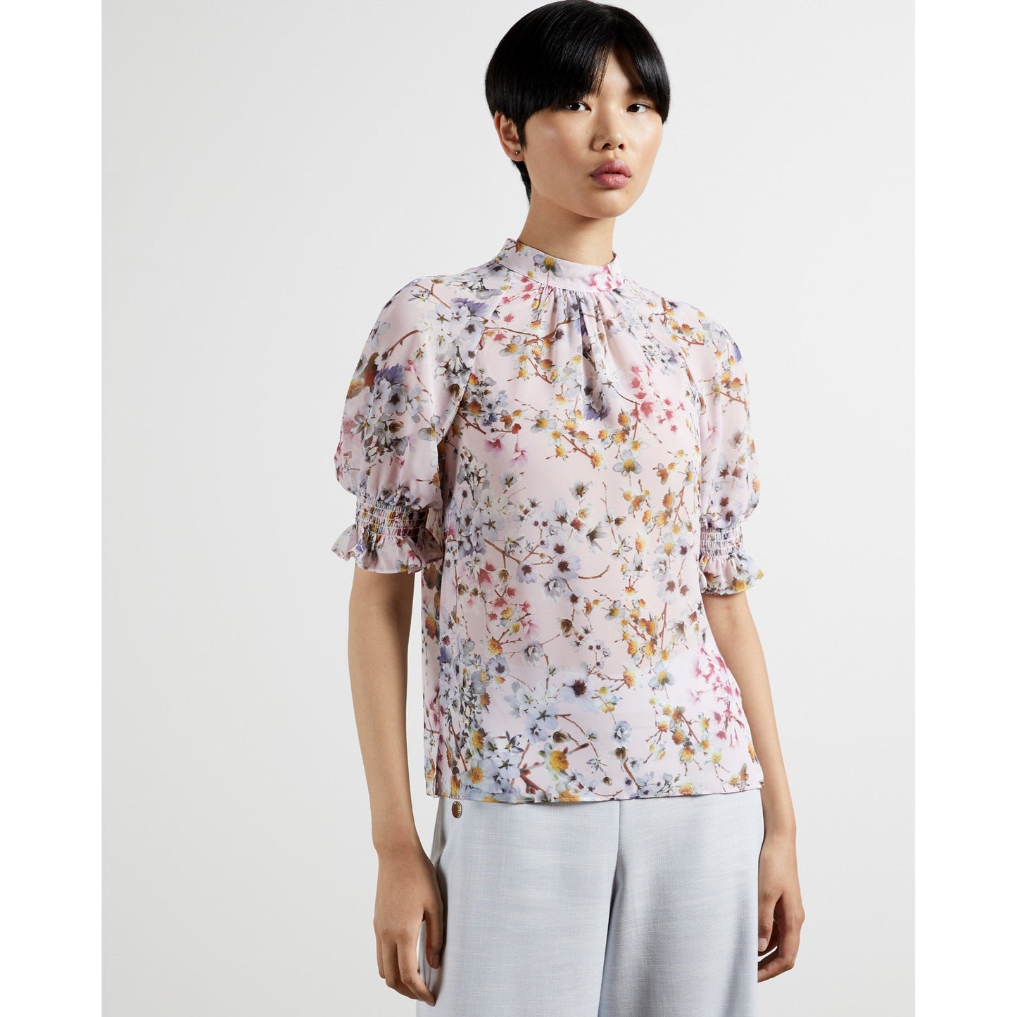 Women Clovve-Jasmine High Neck Blouson Top - Pl-Pink
