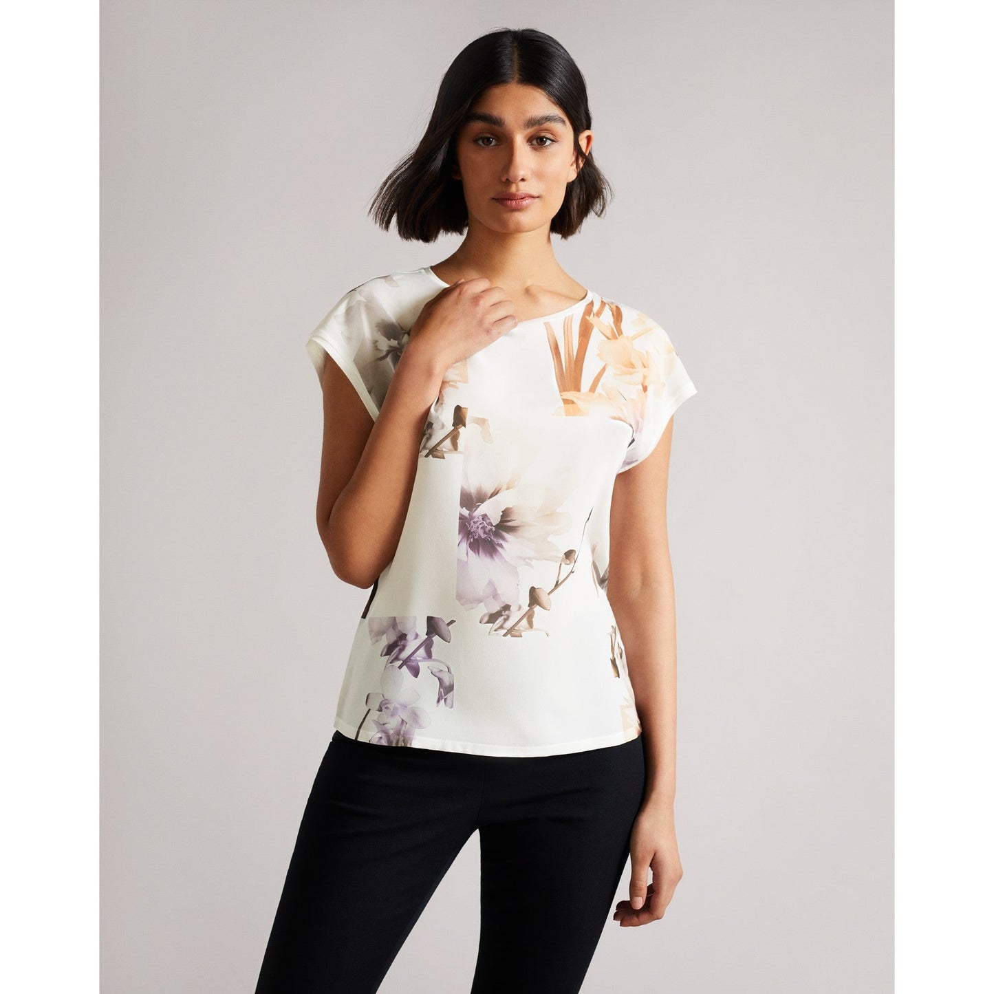 Women Lylie-Vanilla Woven Front T-Shirt - Ivory