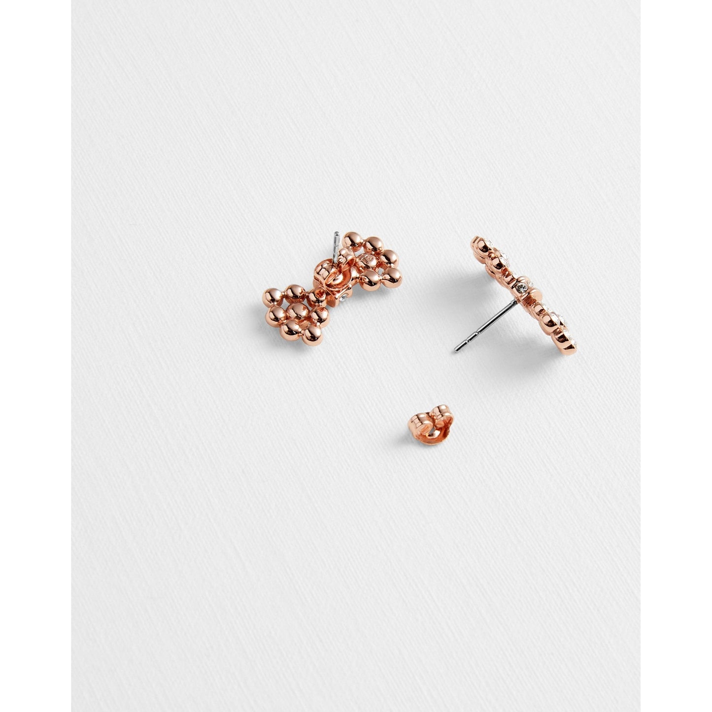 Women Brinni-Tbj2342 Crystal Bow Stud Earrings - Rose Gold