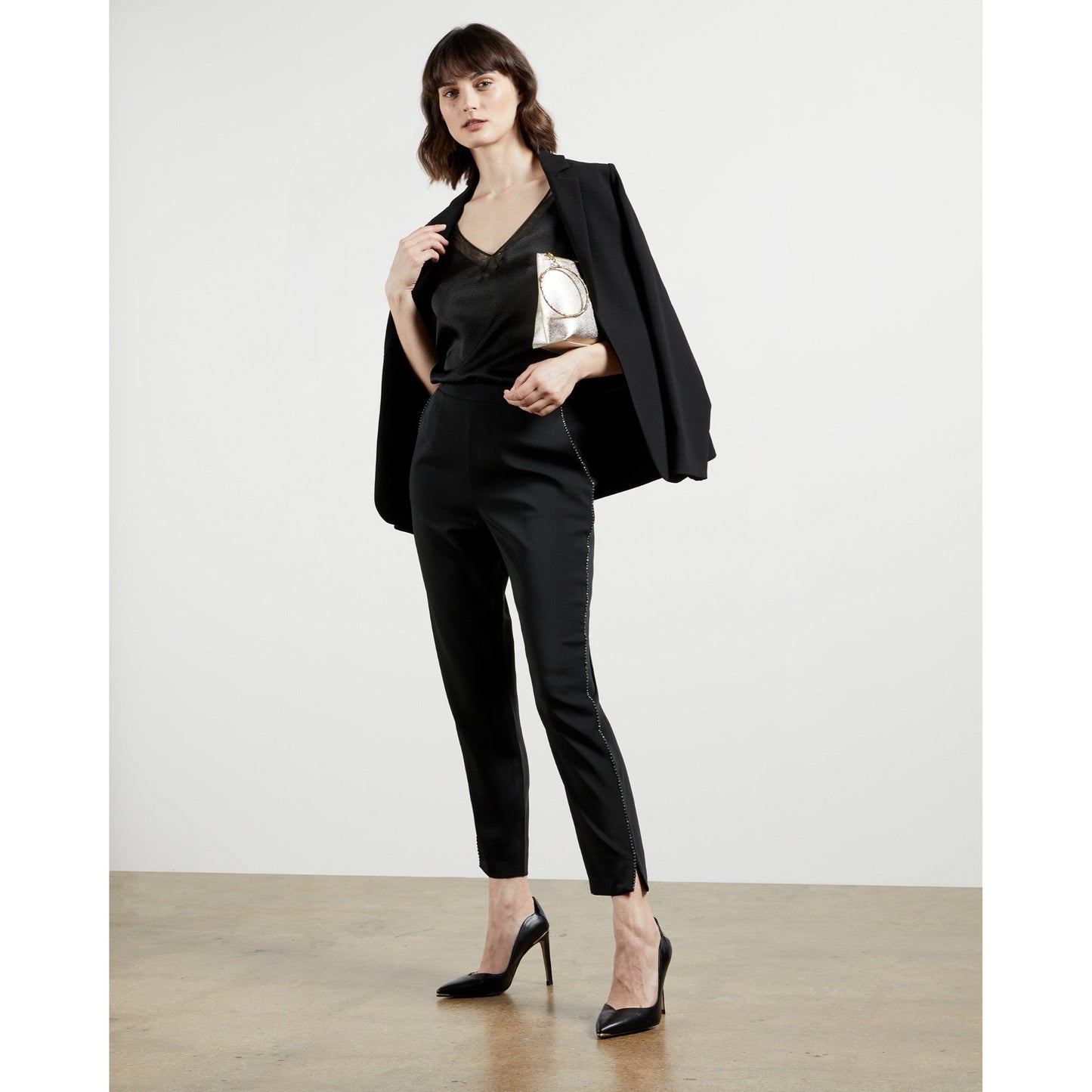 Women Adelon-Trousers With Trim Detail - Black