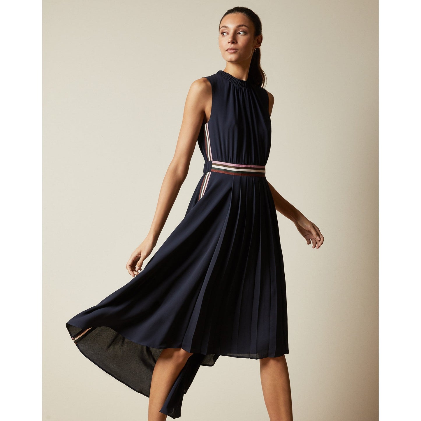 Women Damsia-Sleeveless Dip Hem Midi Dress - Navy
