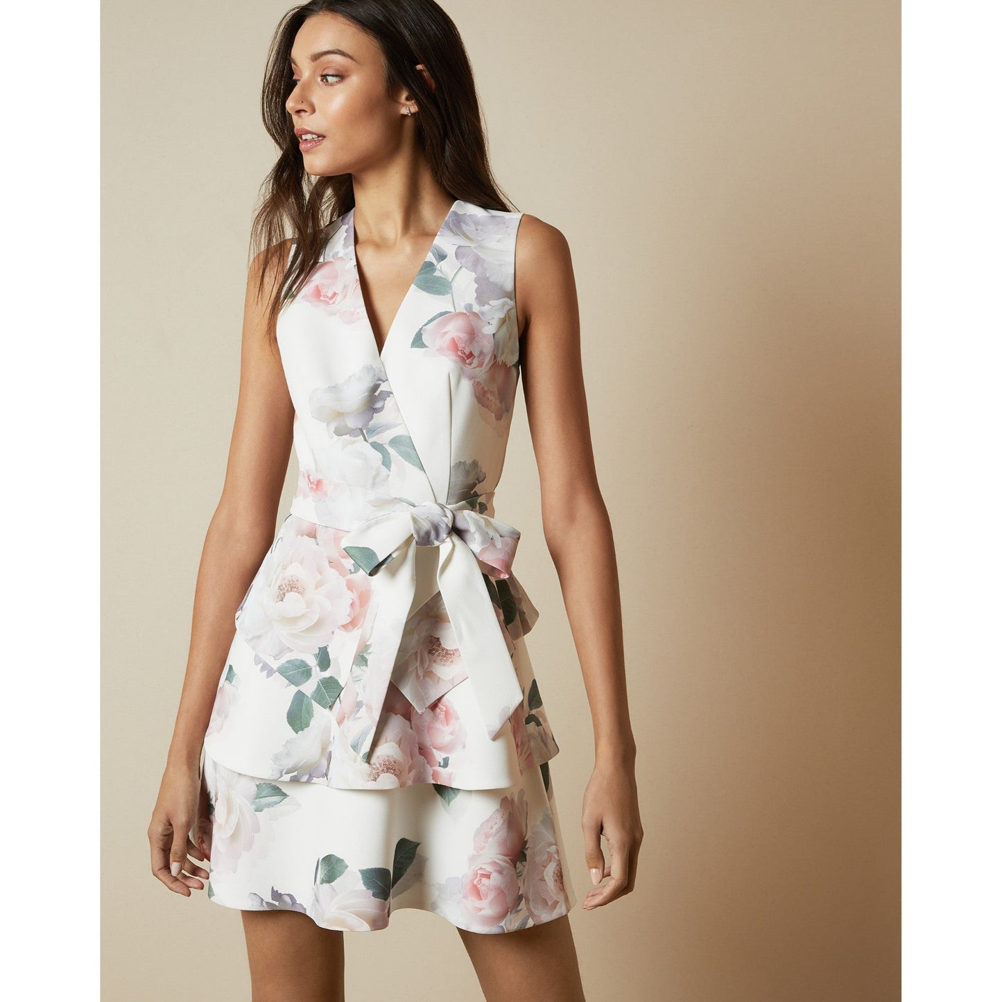 Women Dewana-Bouquet Tiered Skirt Dress - Ivory