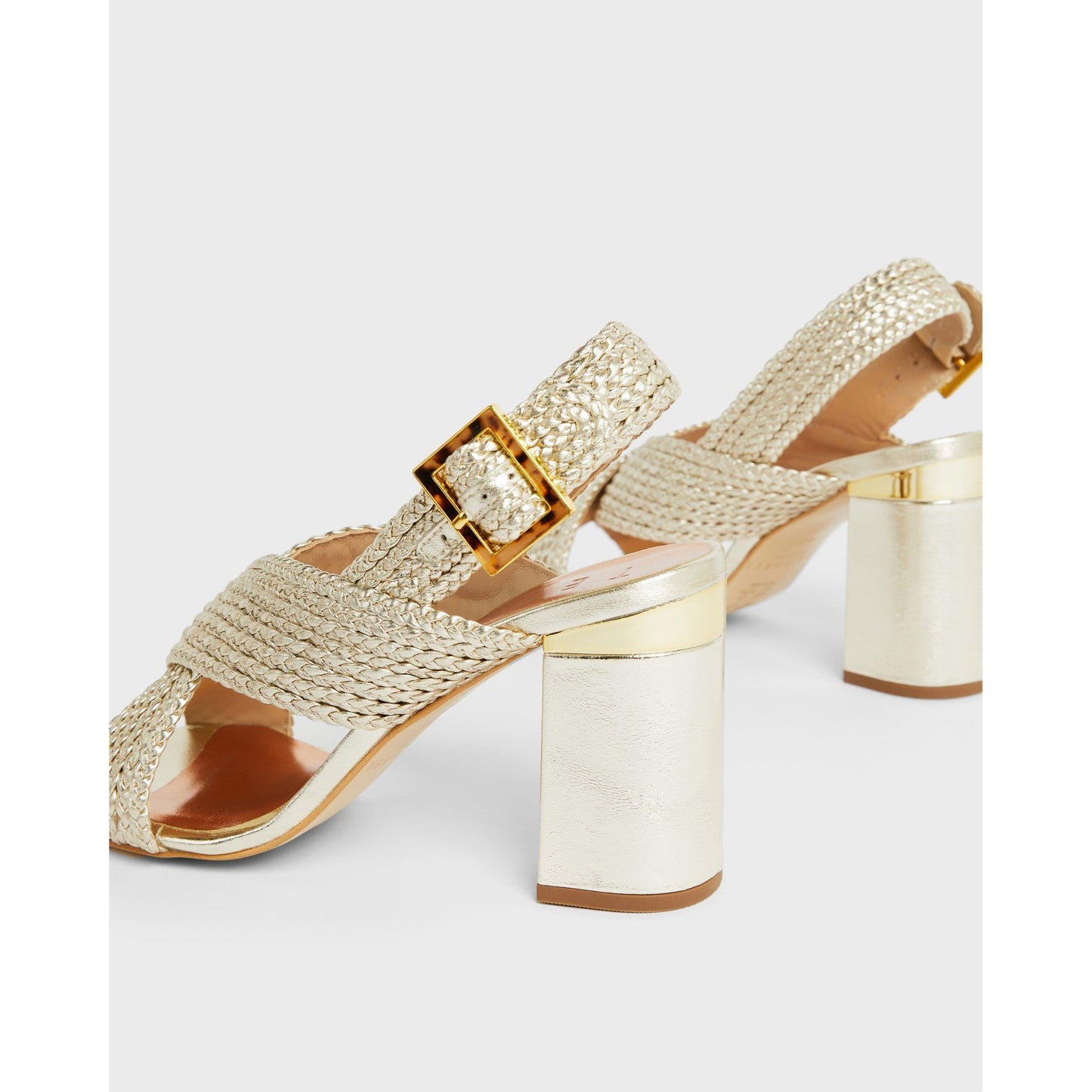 Women Camiam-Woven Cross Over Block Heel Sandal - Gold