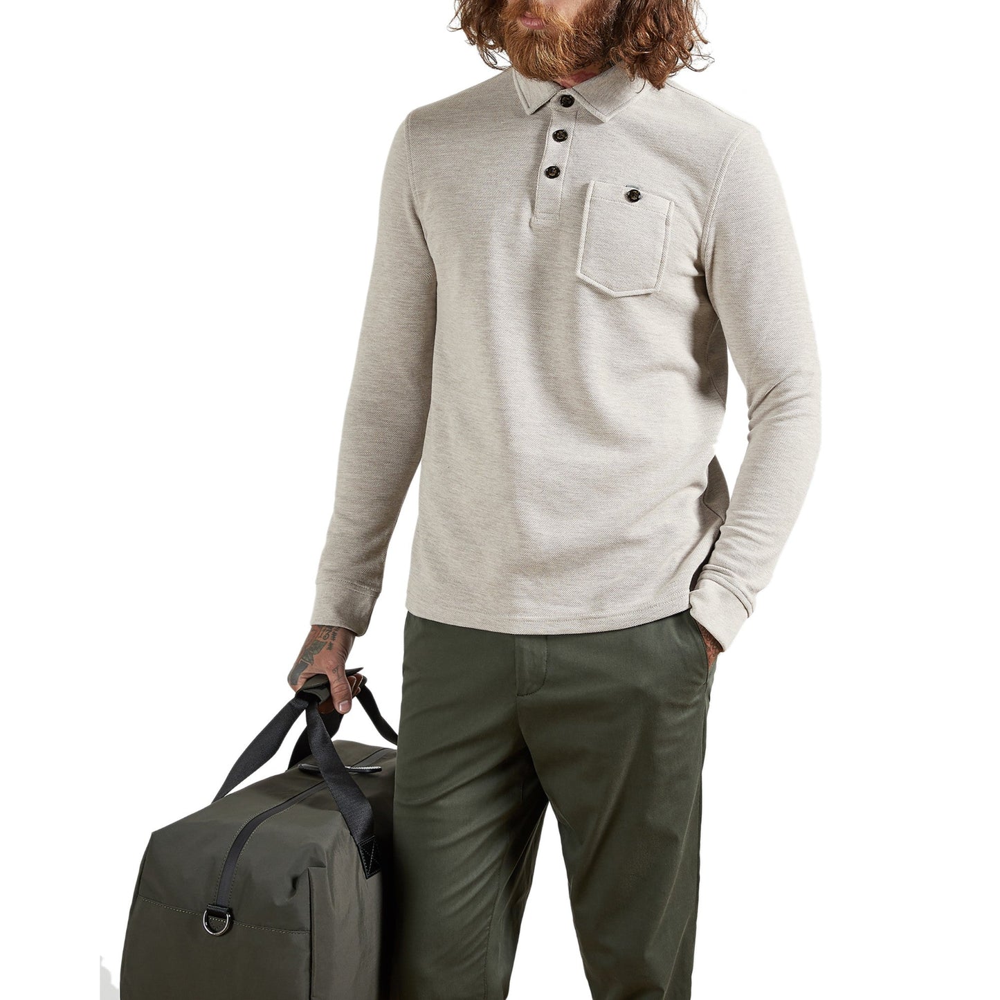 Men Akt-Ls Polo Shirt - Natural
