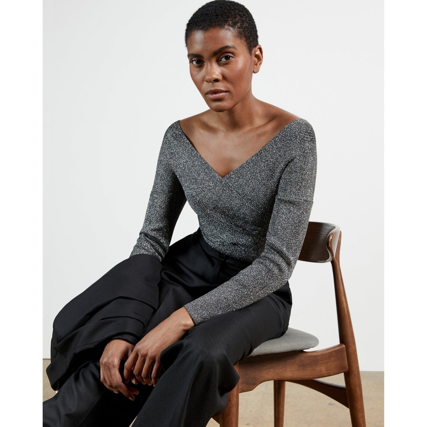 Women Kyyraa-Off The Shoulder Long Sleeve Knitted Top - Black