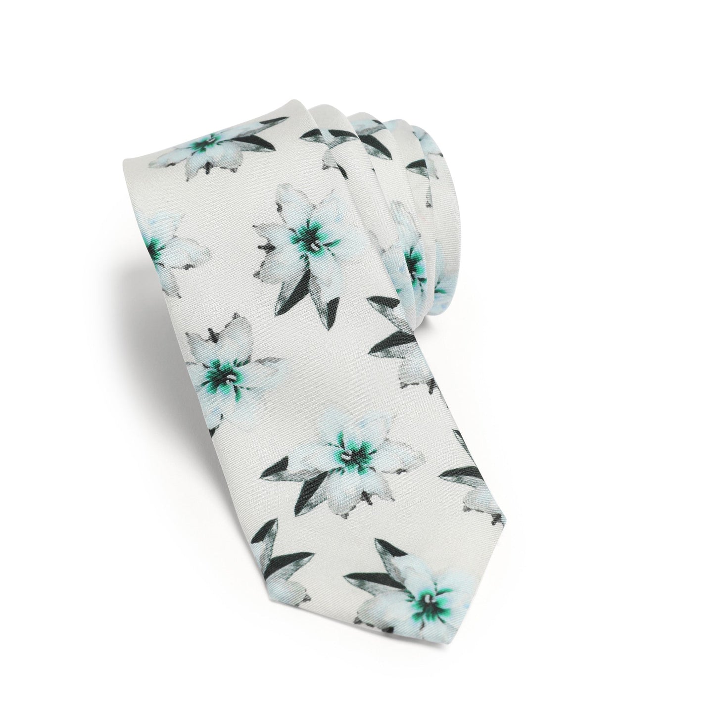 Men Sarsh-Printed Floral Tie - White