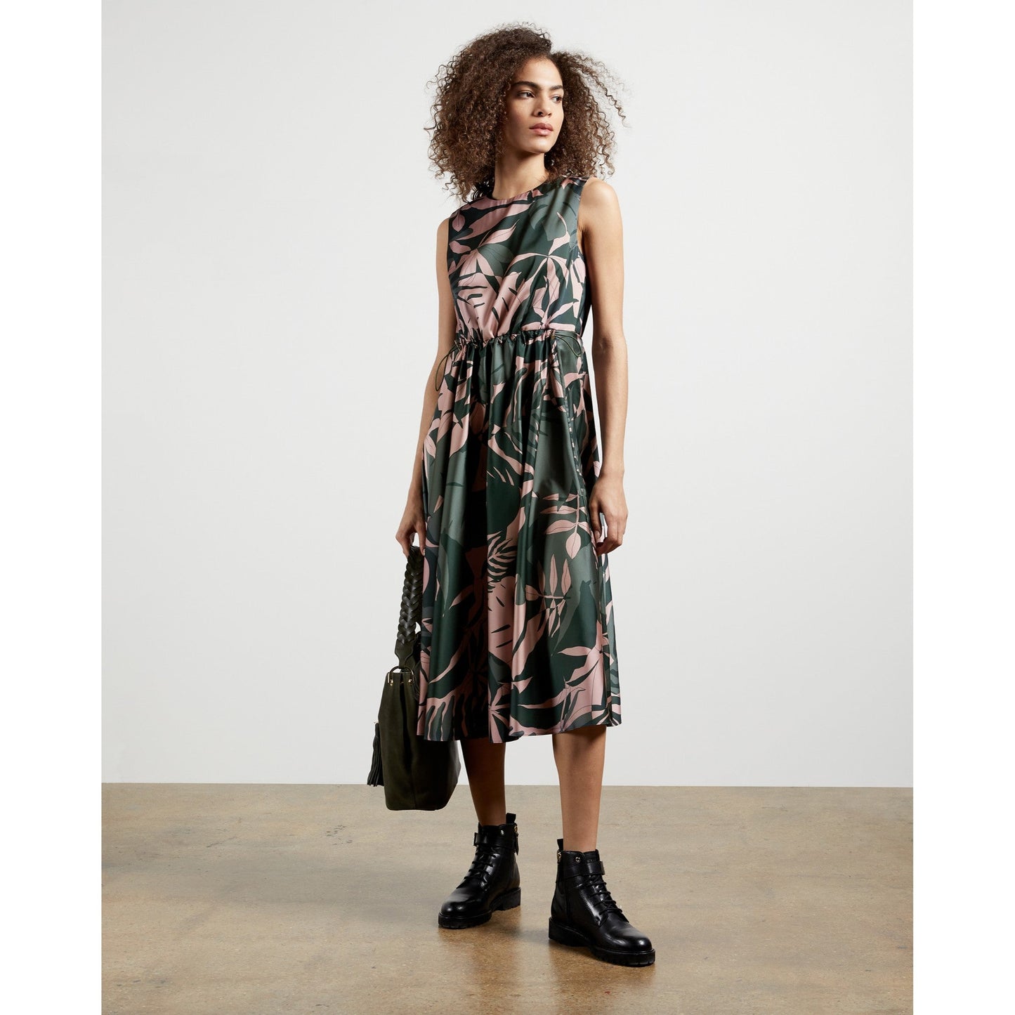 Women Dagny-Draw Cord Waist Midi Dress - Khaki