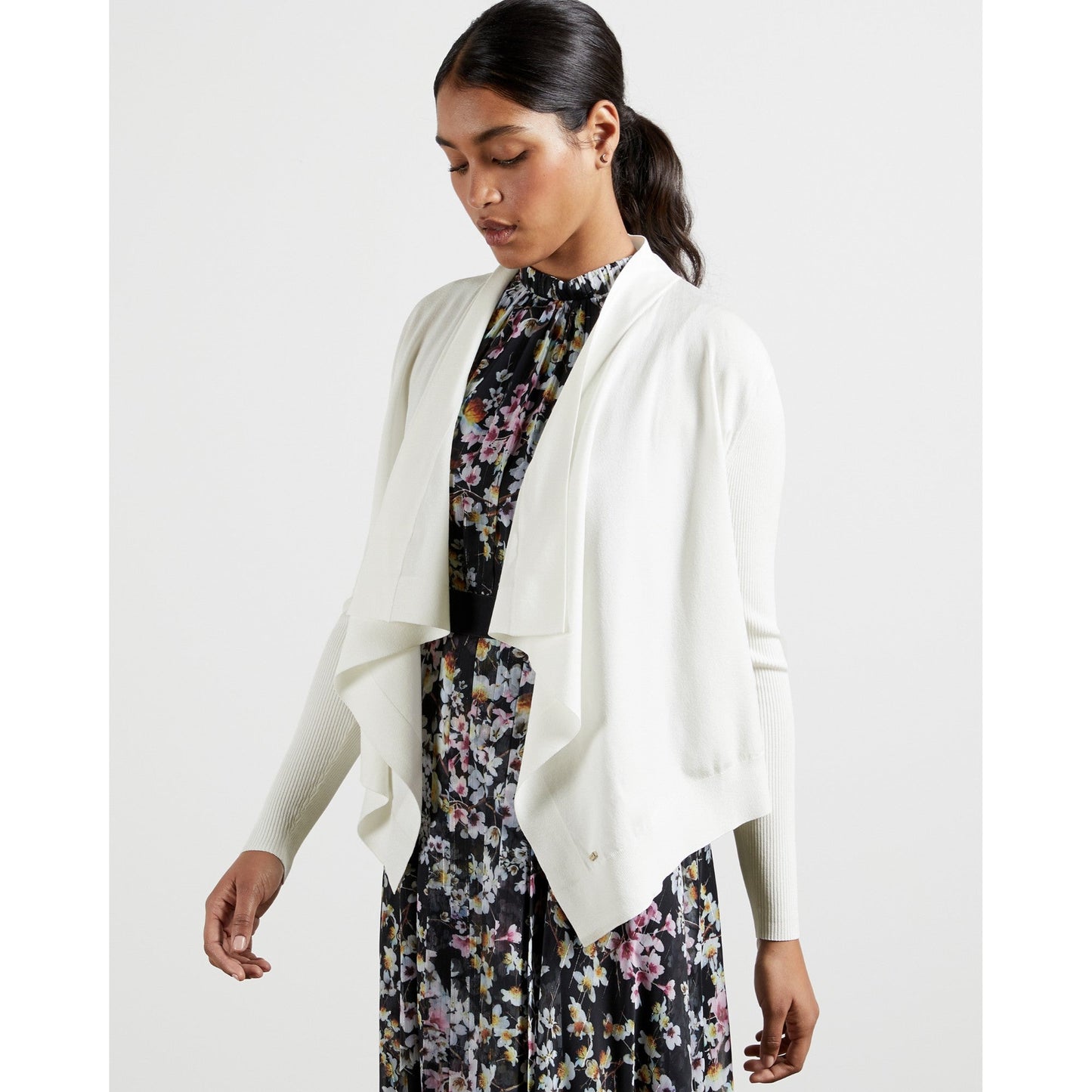 Women Eydie-Waterfall Front Cardi - White