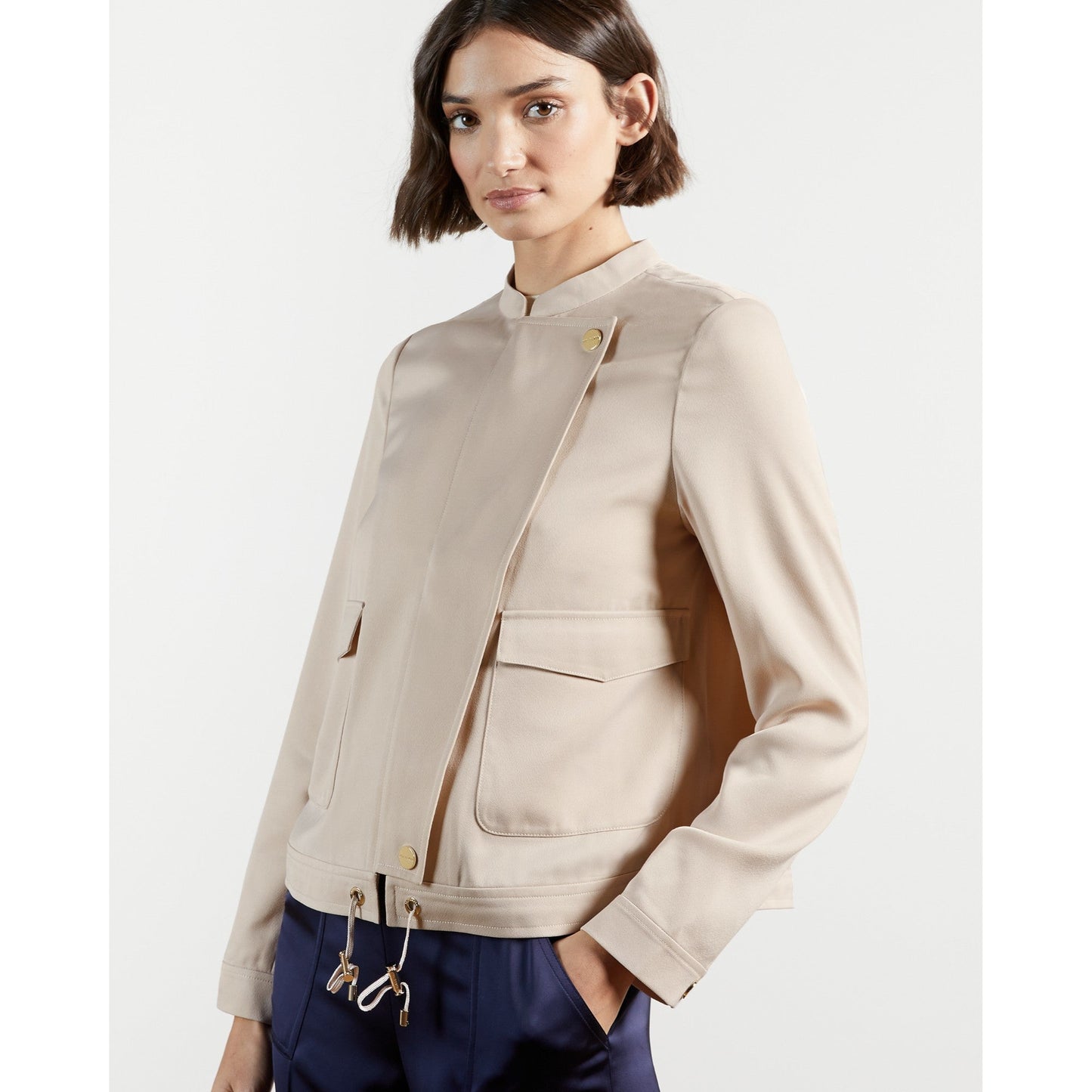 Women Farica-Satin Utility Jacket - Beige