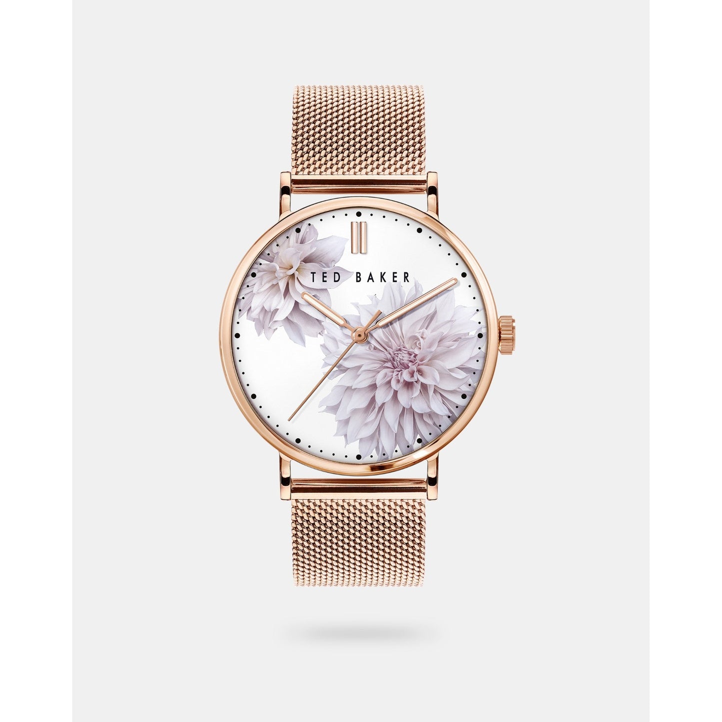 Women Phibie-Bkpphf010 Printed Dial Mesh Detail Watch - Rosegd-Col