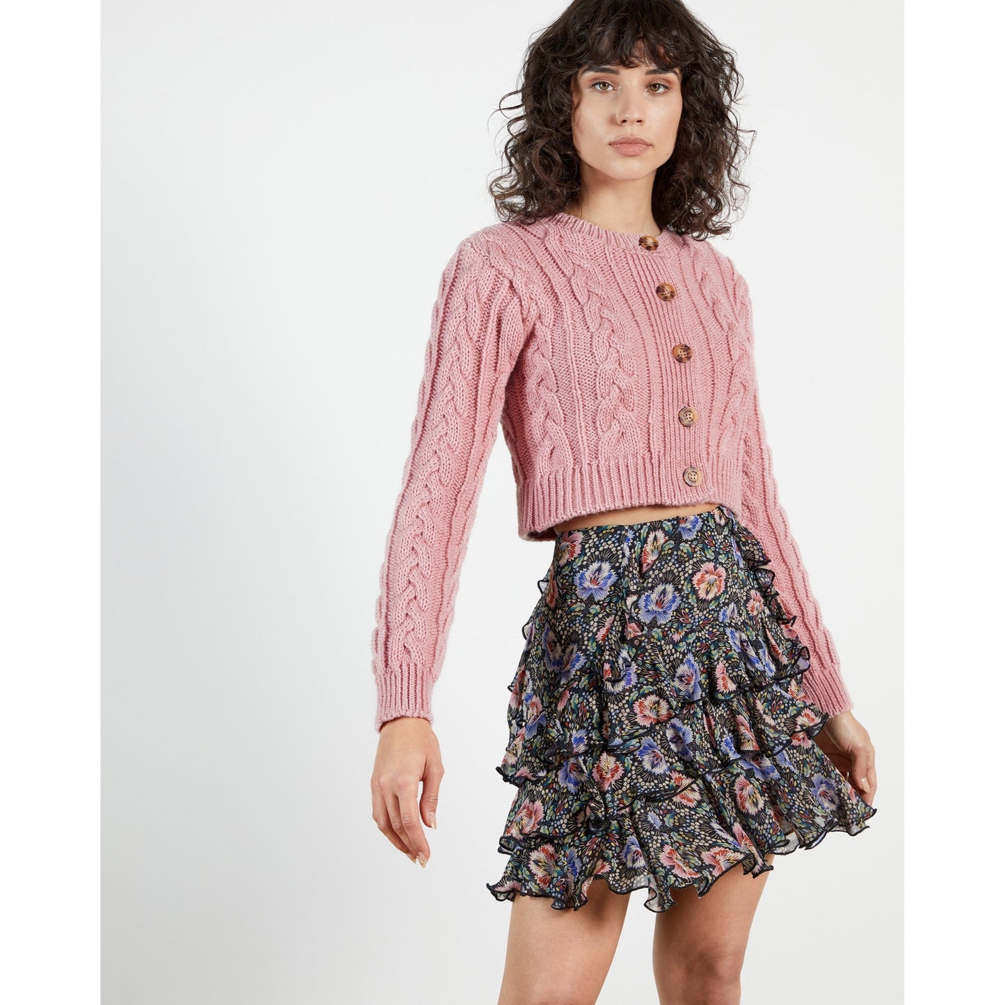 Women Clowiey-Knitted Cardi - Pink