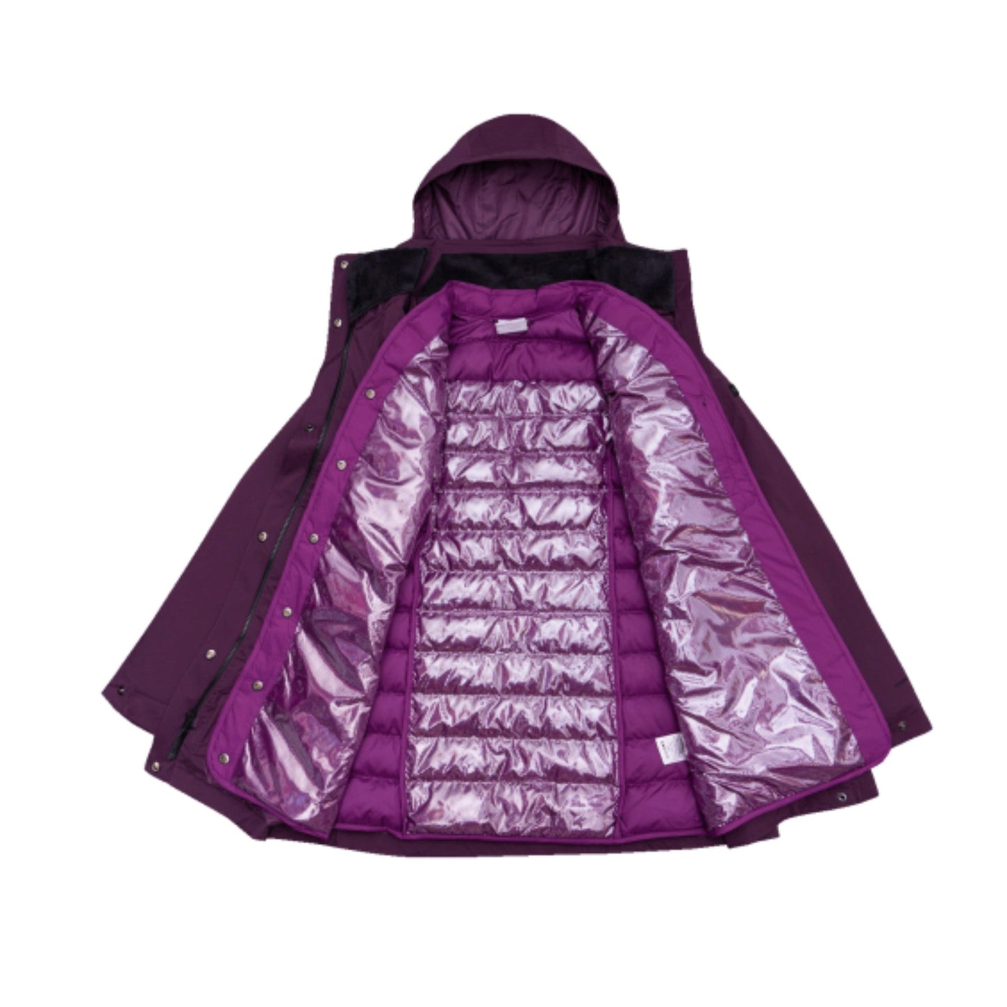Women Crown Point Down Interchange Jacket - Black Cherry Wild Iris
