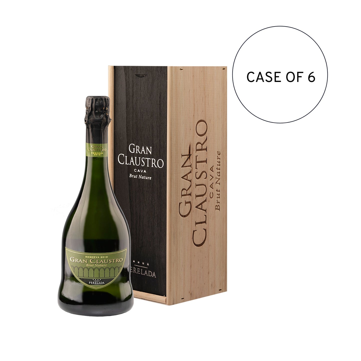 Castillo Perelada Gran Claustro Cuvee Especial Gran Reserva Cava 2016 with Wooden Case - (Case of 6 x 750ml)