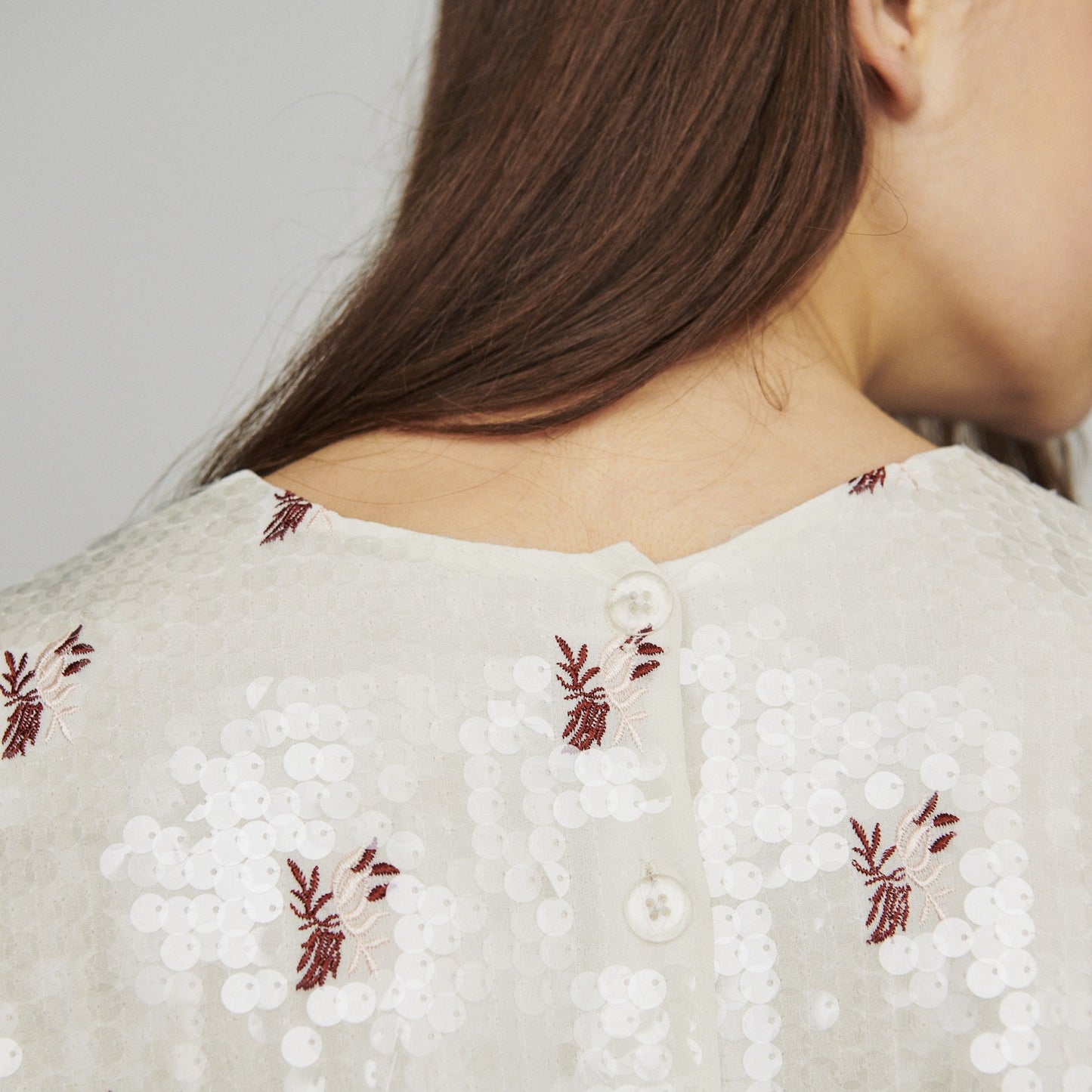 Sequins And Embroidery Top - Ecru