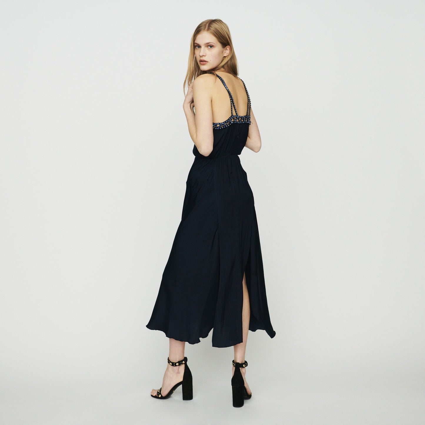 Sleeveless Dress With Strass - Navy