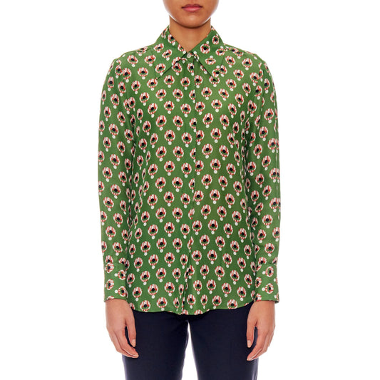 Women Montrieul Top - Button-Down Long Sleeve Blouse in Green