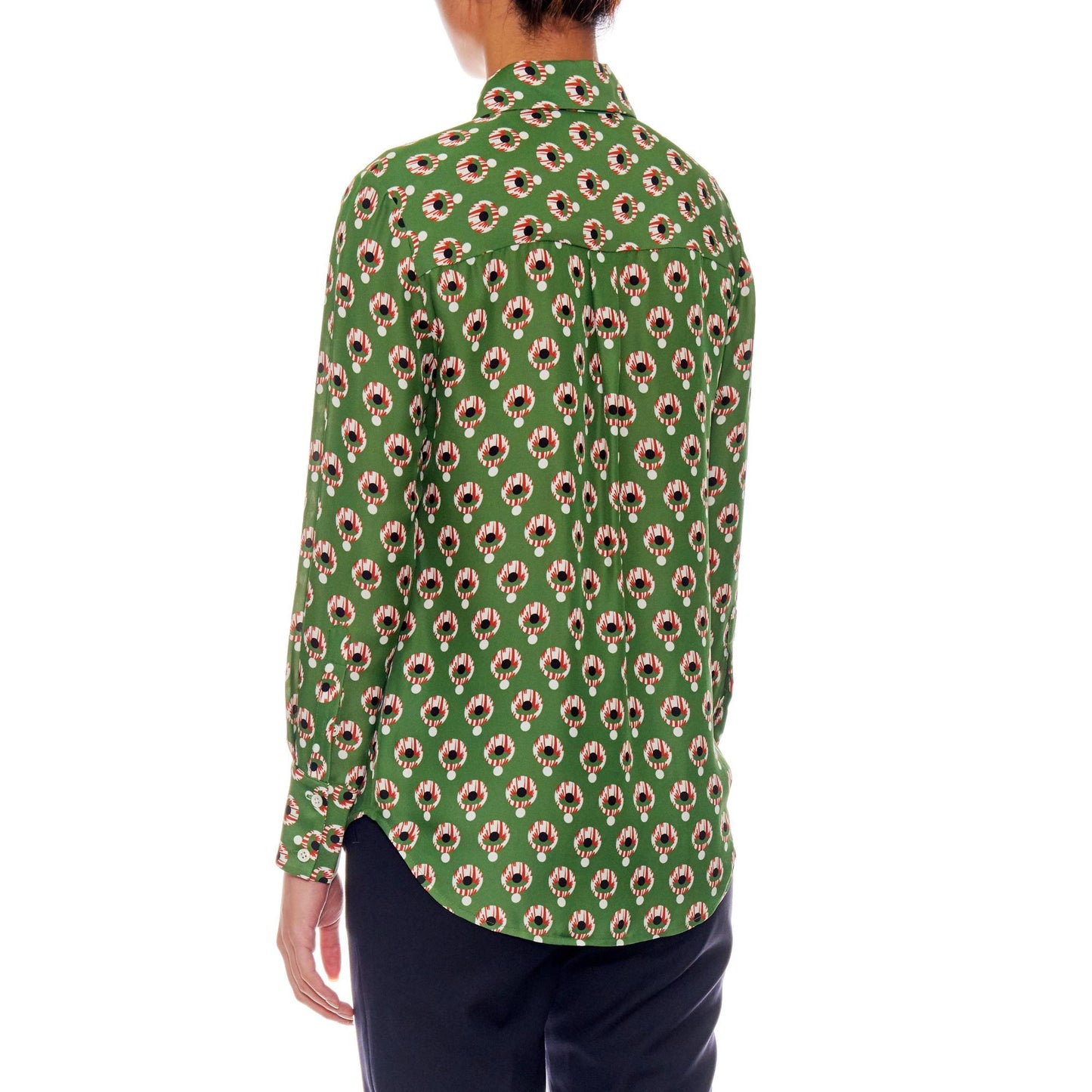 Women Montrieul Top - Button-Down Long Sleeve Blouse in Green