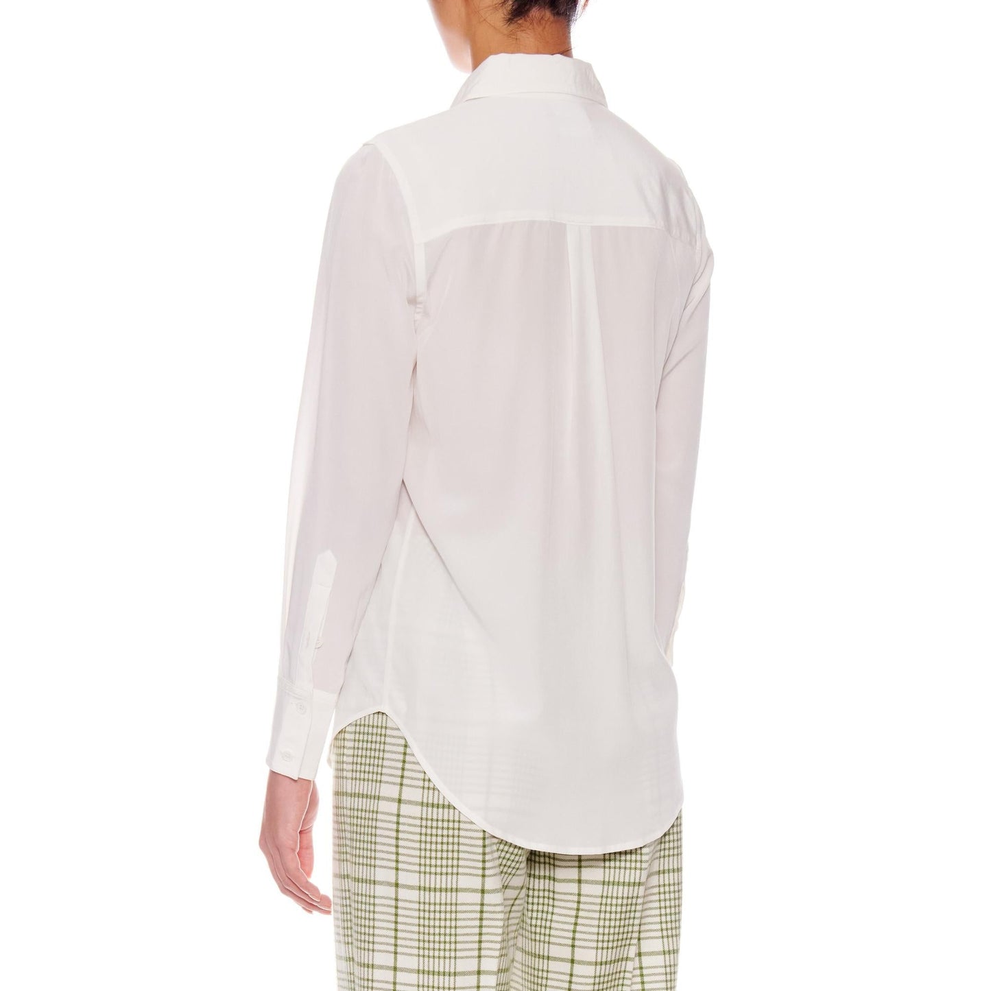 Women Metz Blouse - Utility Pockets Silk Shirt in White