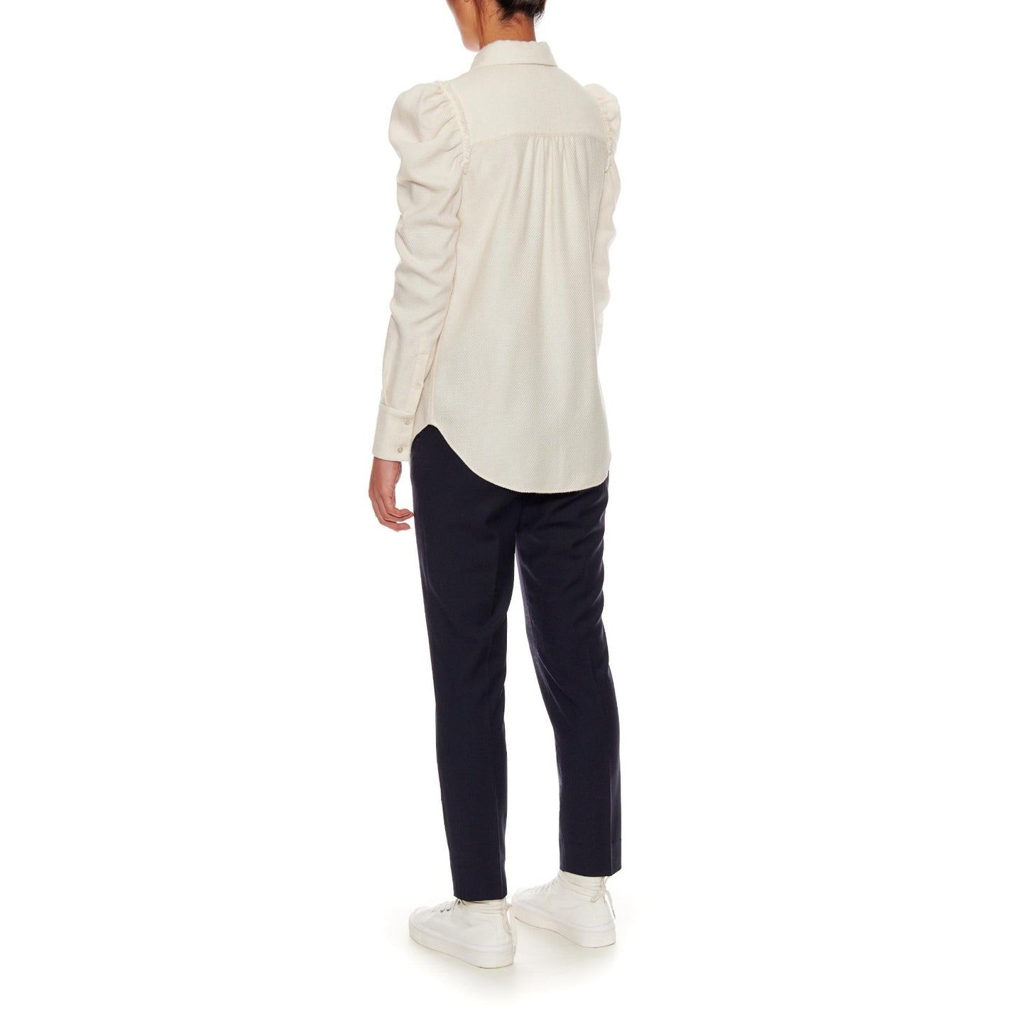 Women Nancy Blouse - Leg Of Mutton Long Sleeve Blouse - White