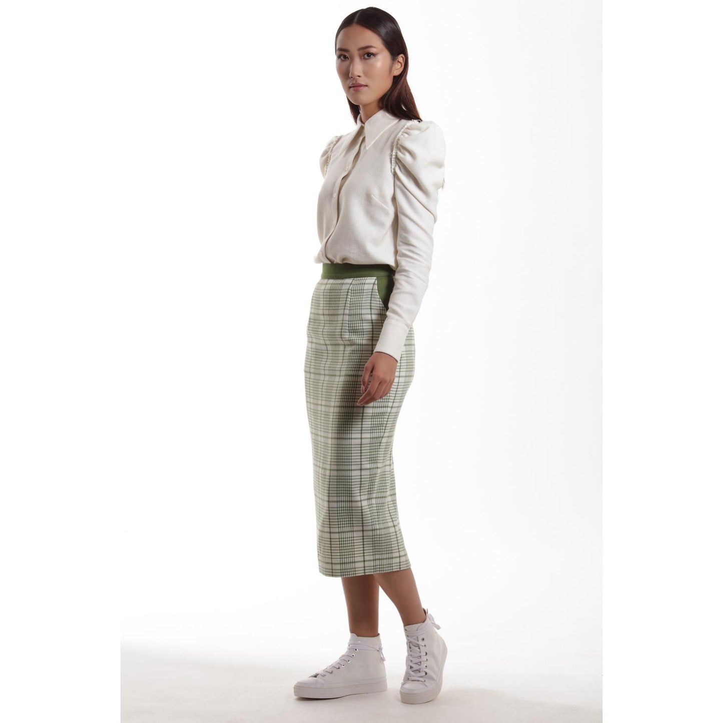 Women Nancy Blouse - Leg Of Mutton Long Sleeve Blouse - White