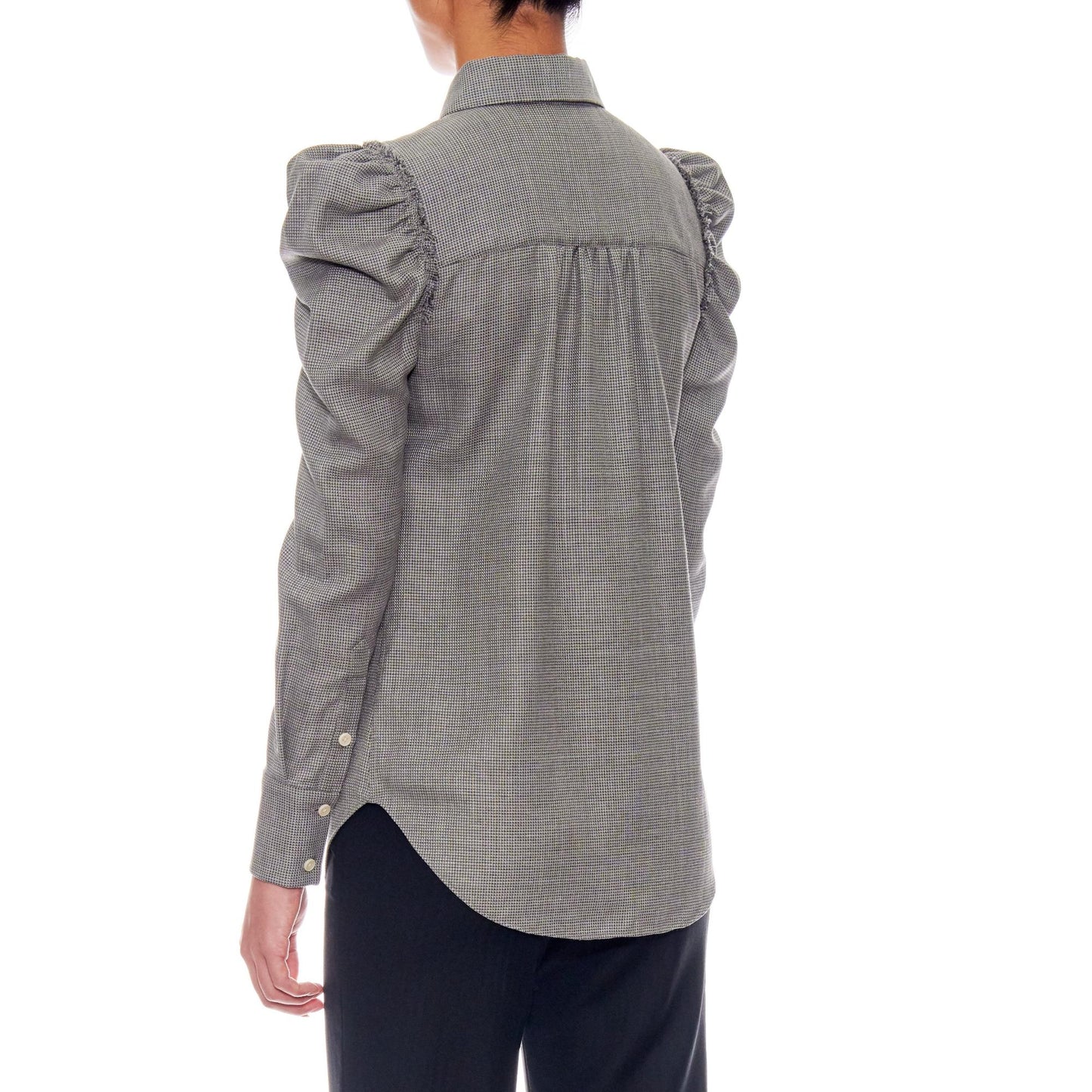 Women Nancy Blouse - Leg Of Mutton Long Sleeve Blouse - Grey