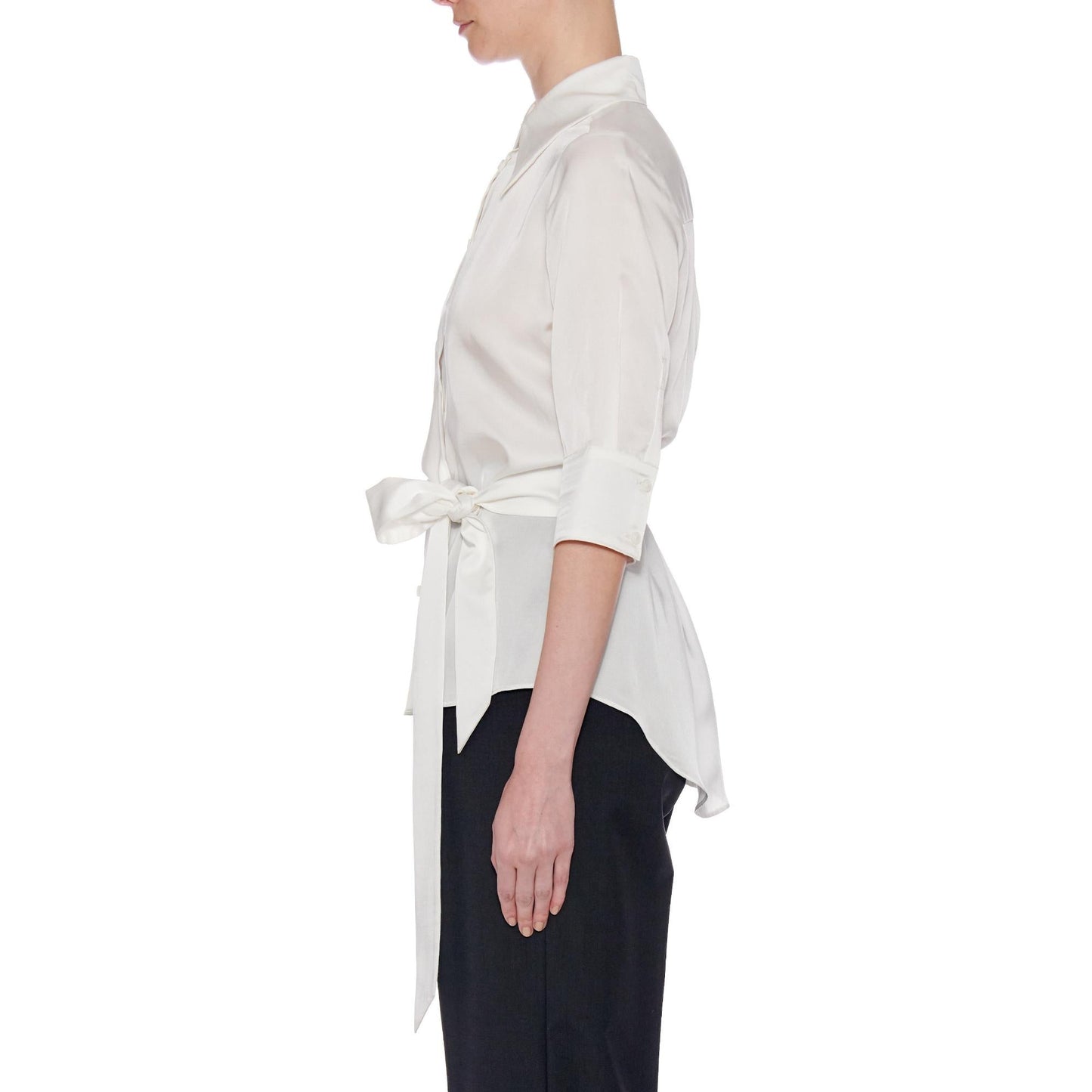 Women Girona-Salt Shirt - Short Sleeve Button-Down Wrap Blouse in White
