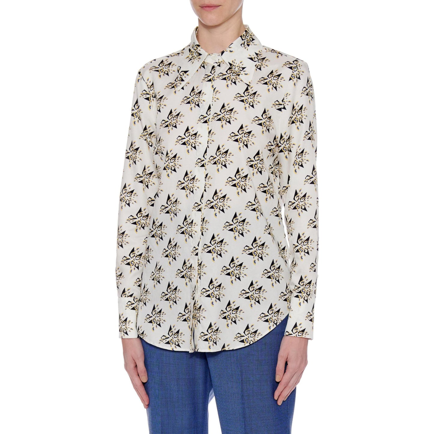 Women Montrieul Shirt - Button-Down Long Sleeve Blouse in A Print - Print Yellow
