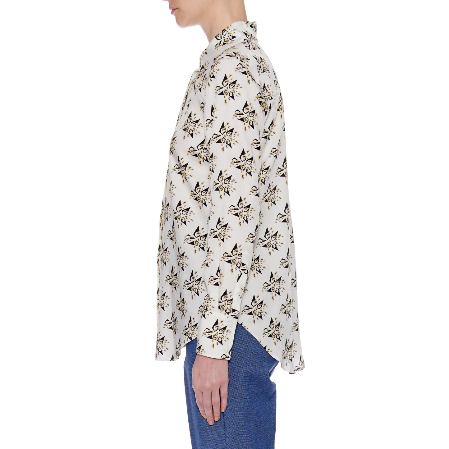 Women Montrieul Shirt - Button-Down Long Sleeve Blouse in A Print - Print Yellow