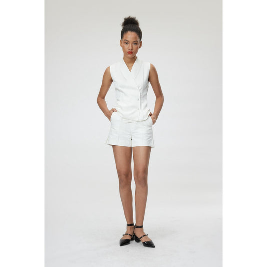 Women Revenna Blouse - Double Breasted Tailored Waistcoat in White
