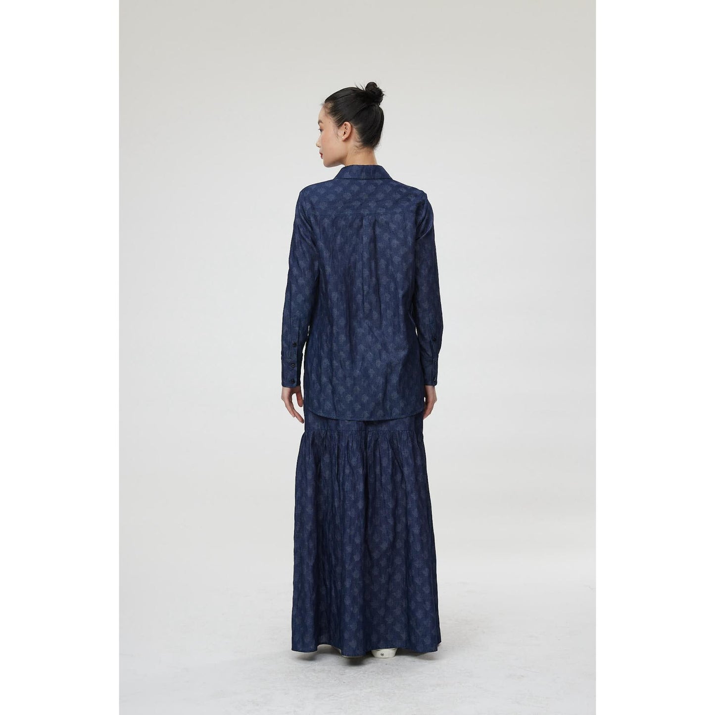 Women Pesaro Blouse - Long Sleeve Popover Shirt in Navy
