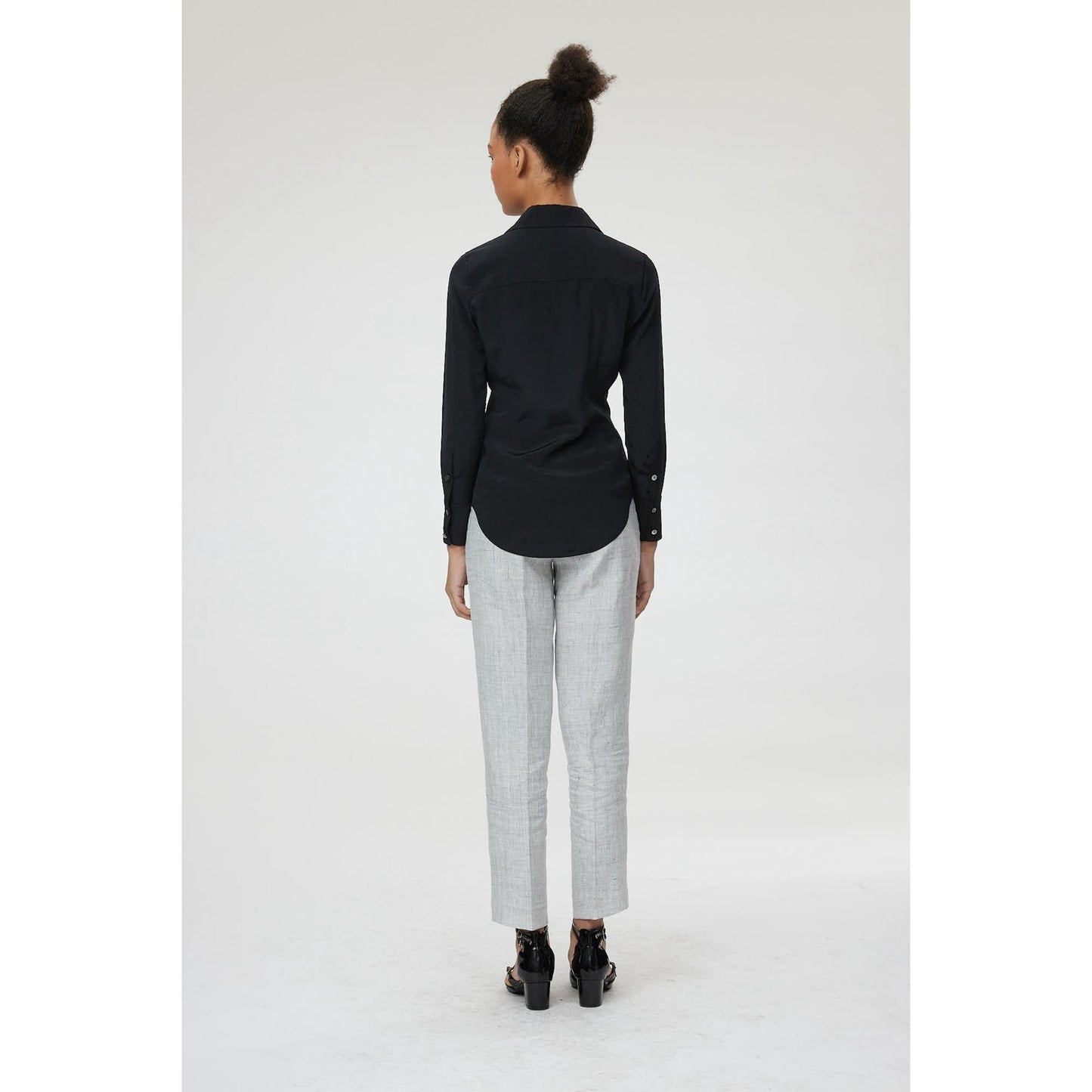 Women Trento Blouse - Fitted Silk Blouse in Black