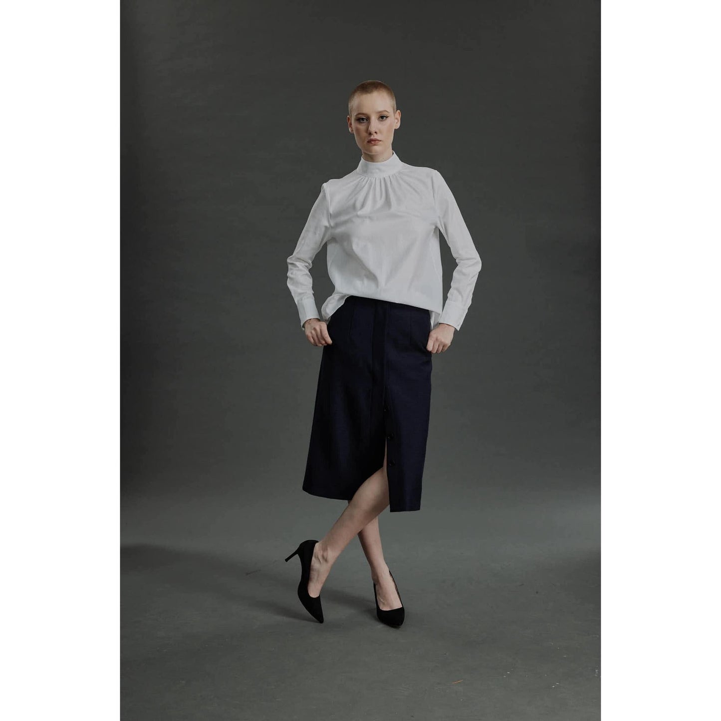 Women Fundao Blouse - High Neckline Blouse in White
