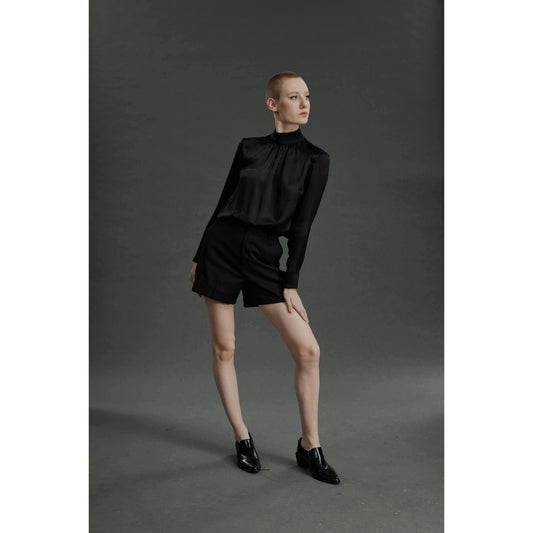 Women Fundao Blouse - High Neckline Blouse in Black
