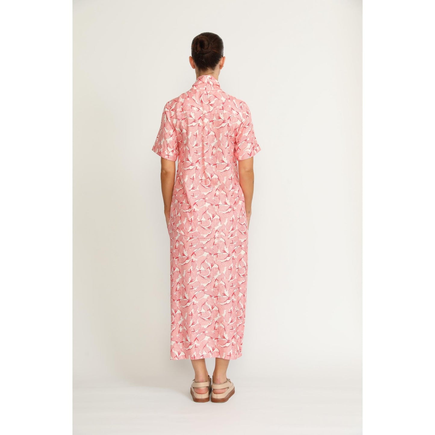 Women Horn Blouse - Horn Blouse in Pink Petal Print