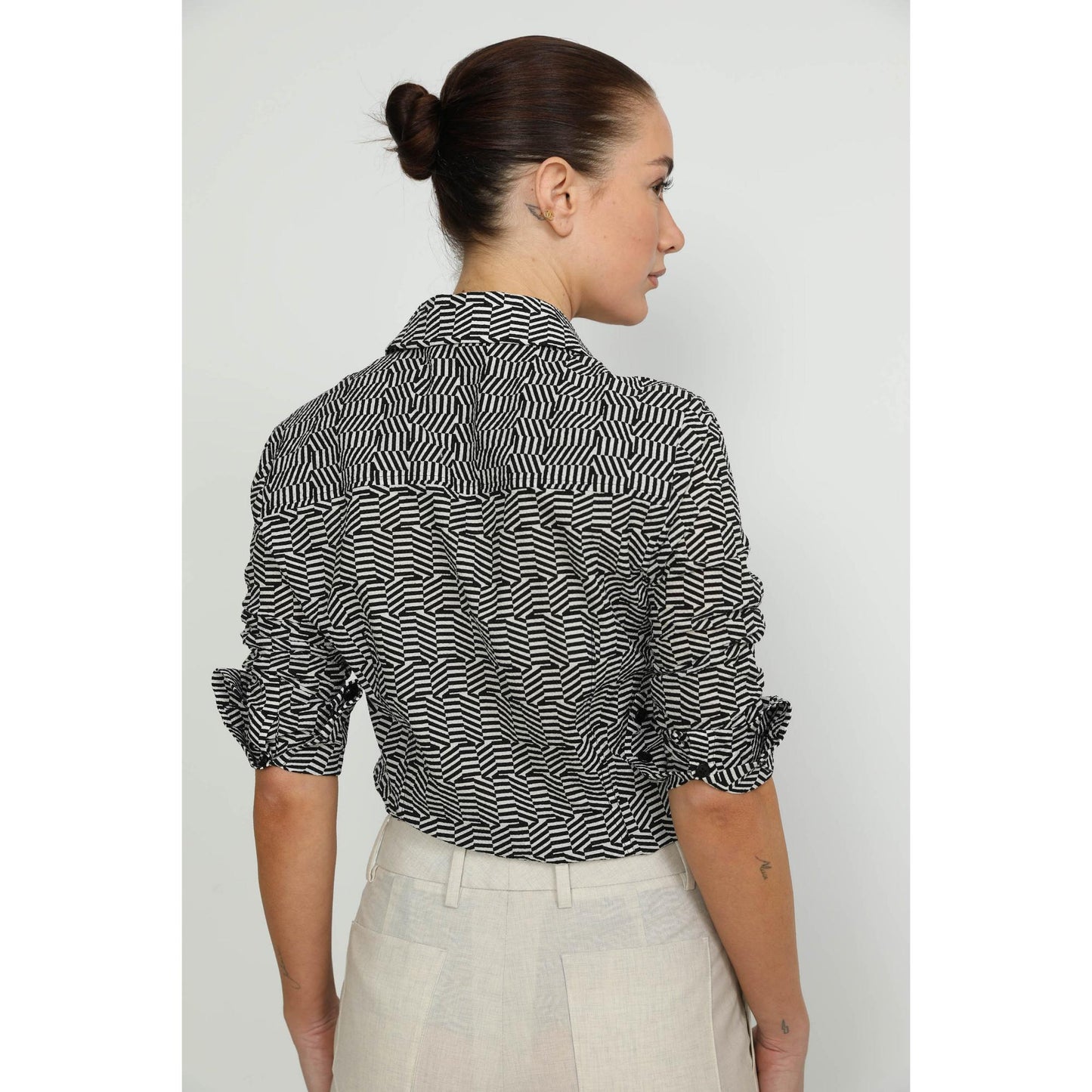 Women Mirandela Shirt - Mirandela Black & White Classic Fitted Shirt