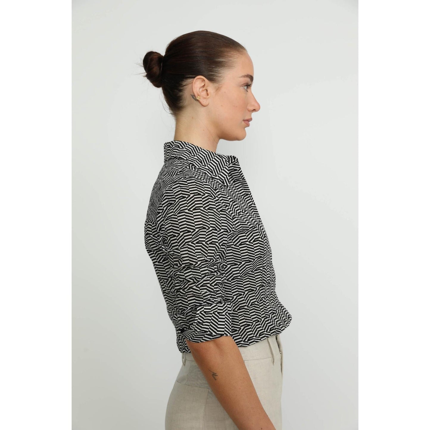 Women Mirandela Shirt - Mirandela Black & White Classic Fitted Shirt