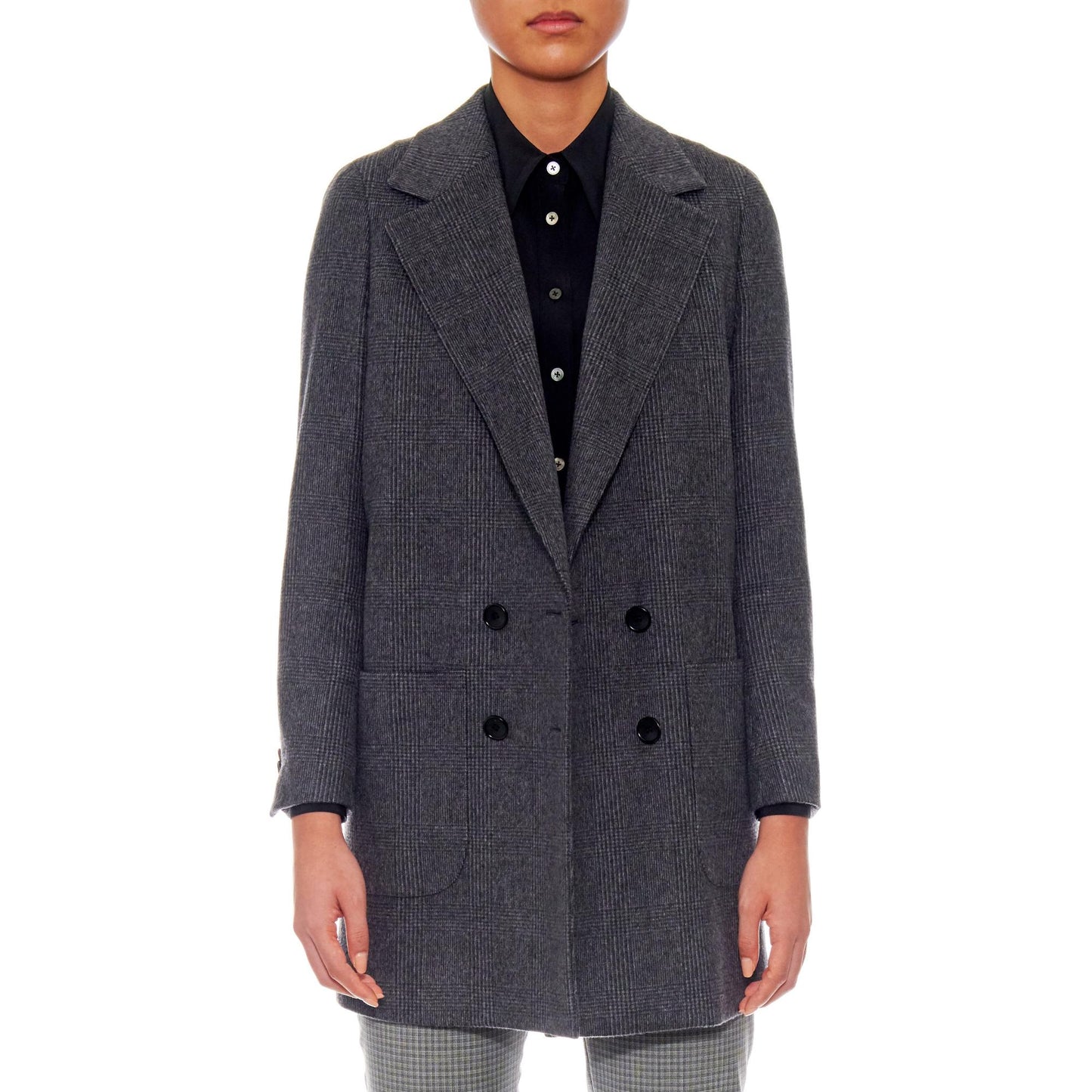 Women Saint-Etienne - Oversized Wool Jacket With Patch Pockets in Dark Grey