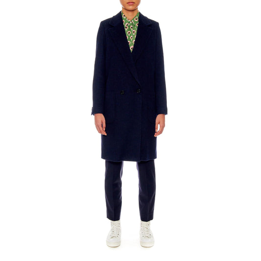 Women Paris - Oversized Wool Coat With Patch Pockets in Navy