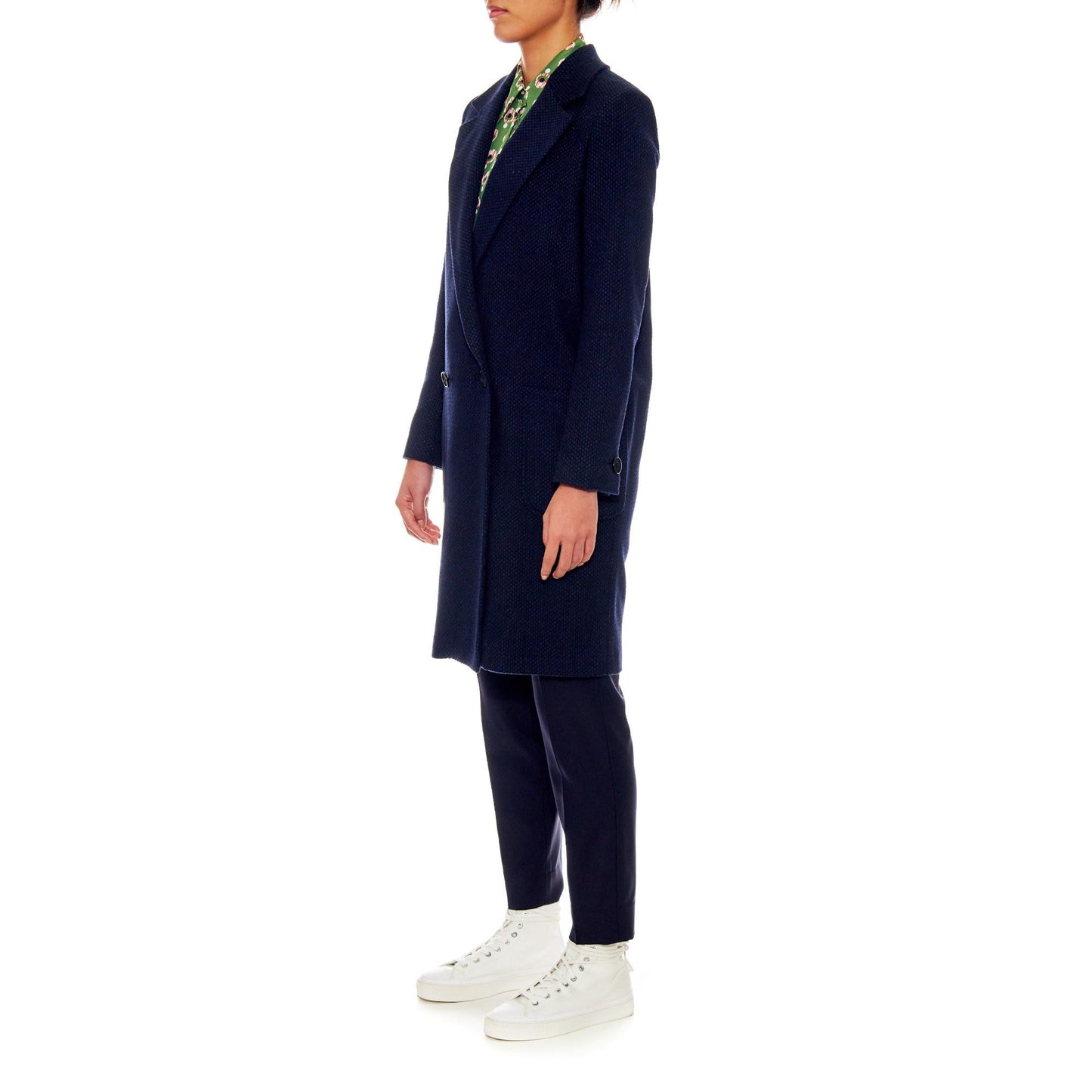 Women Paris - Oversized Wool Coat With Patch Pockets in Navy