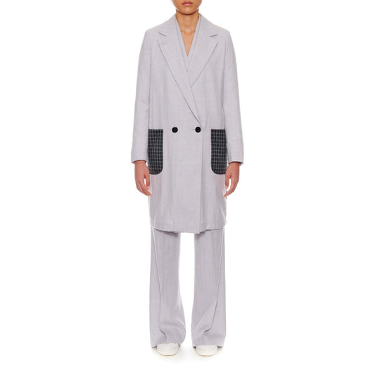 Women Paris Coat - Oversized Wool Coat With Patch Pockets - Grey