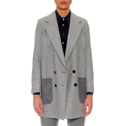 Women Saint-Etienne - Oversized Wool Jacket With Patch Pockets in Sky Grey