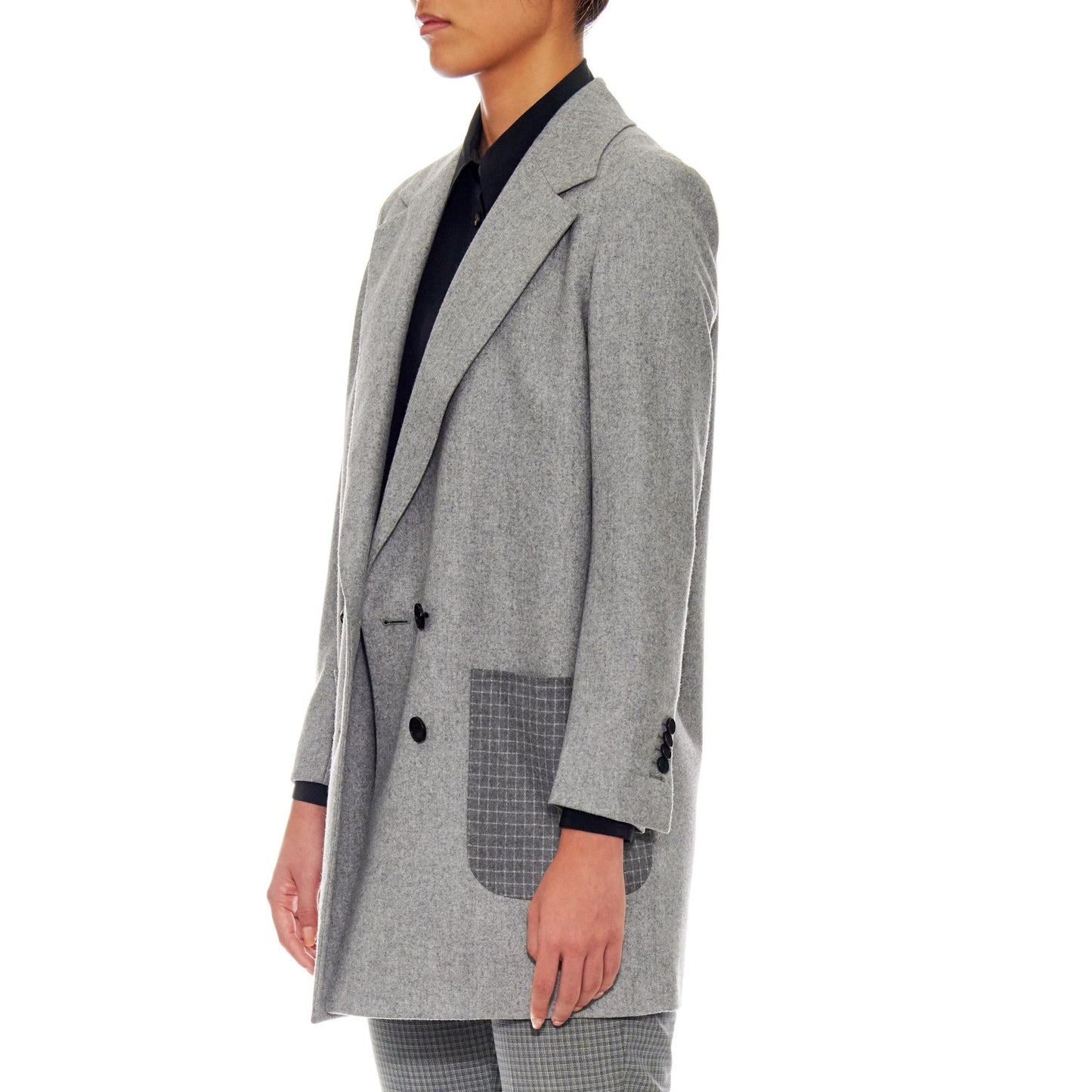 Women Saint-Etienne - Oversized Wool Jacket With Patch Pockets in Sky Grey
