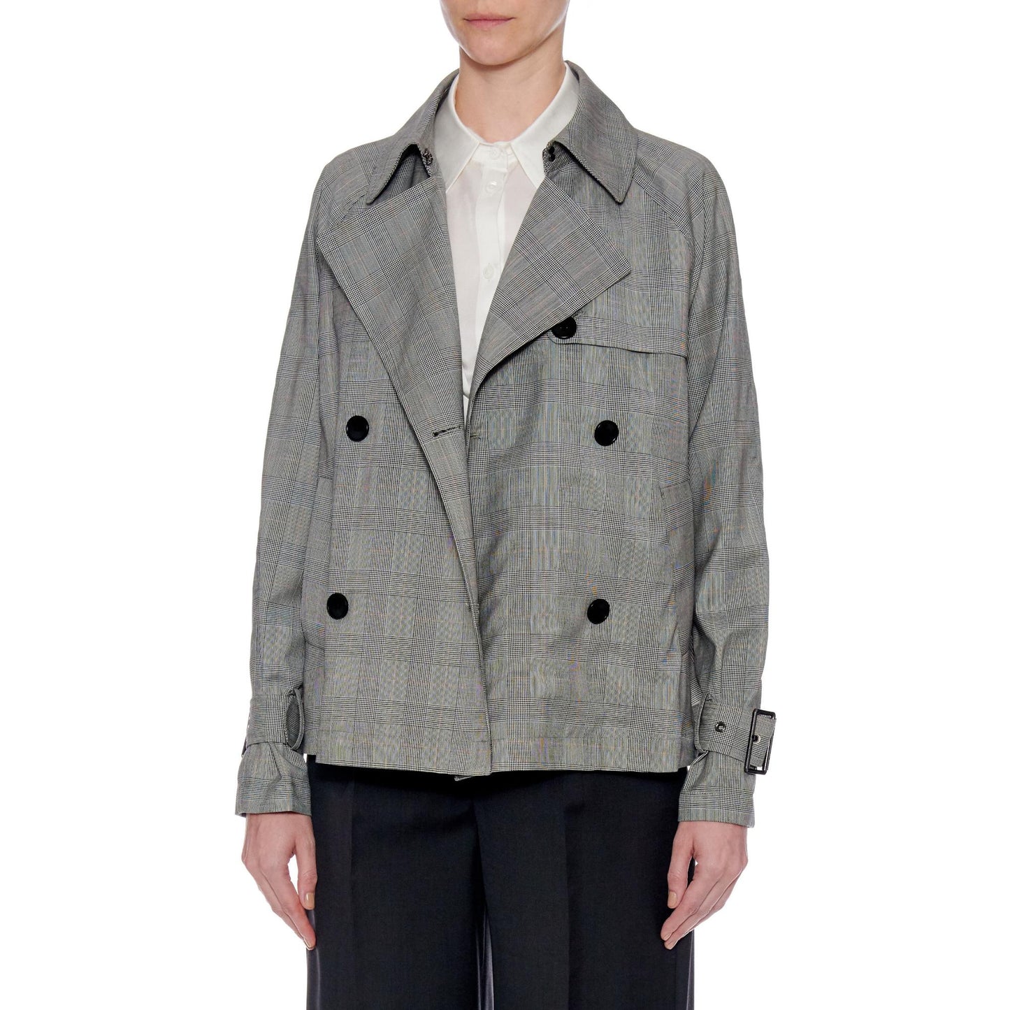Women Alicante Coat - Short Ultra Light Trench Jacket in Grey Prince'S Check