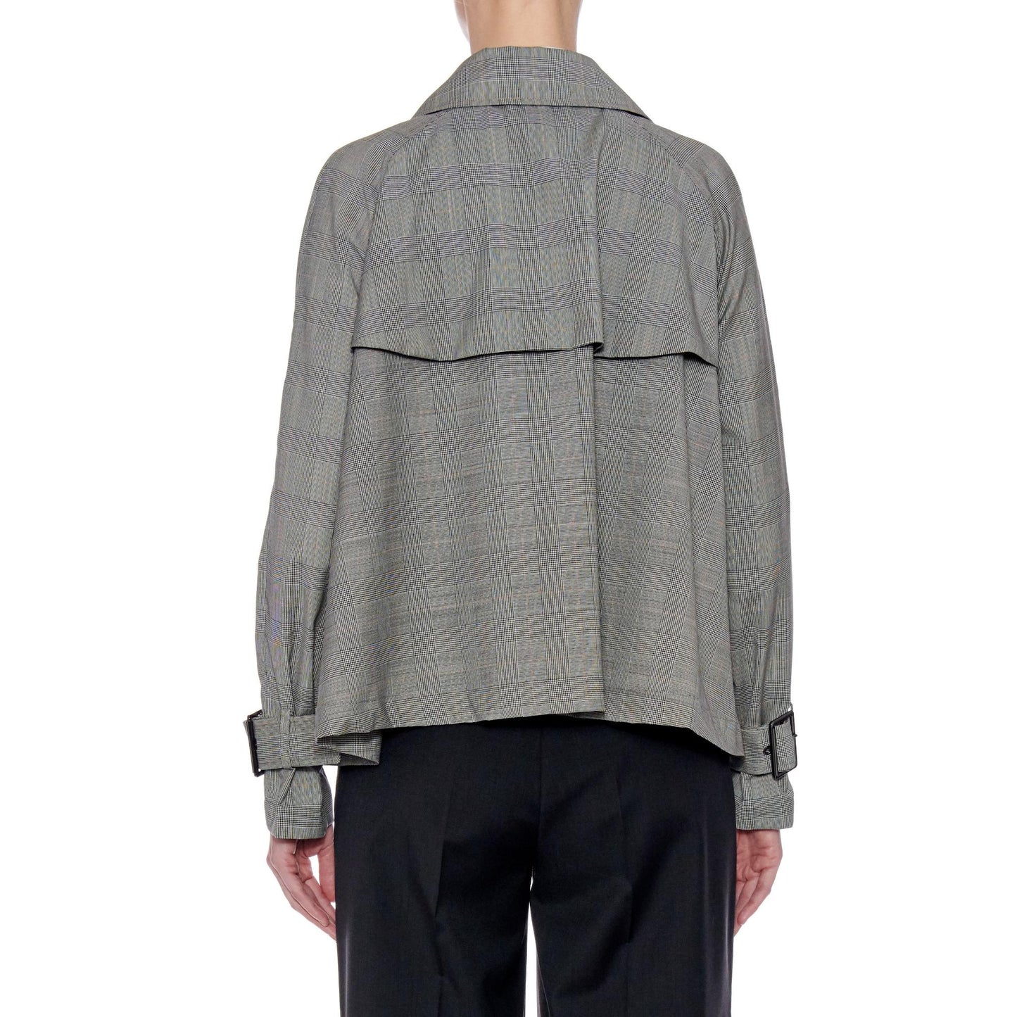 Women Alicante Coat - Short Ultra Light Trench Jacket in Grey Prince'S Check