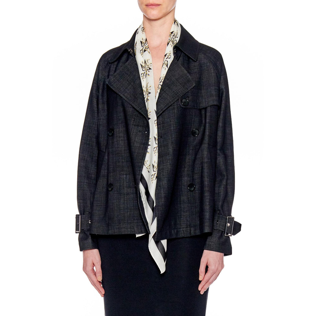 Women Alicante Coat - Short Ultra Light Trench Jacket in Black