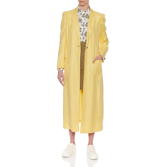 Women Santander Coat - Classic Long Coat With Notched Lapel in Yellow