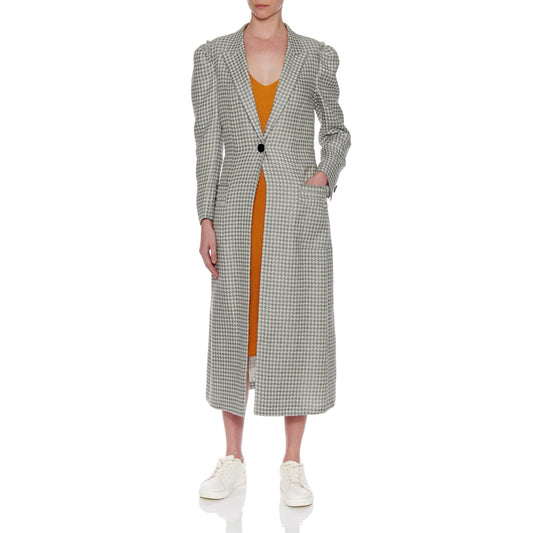 Women Santander Coat - Classic Long Coat With Notched Lapel in Green