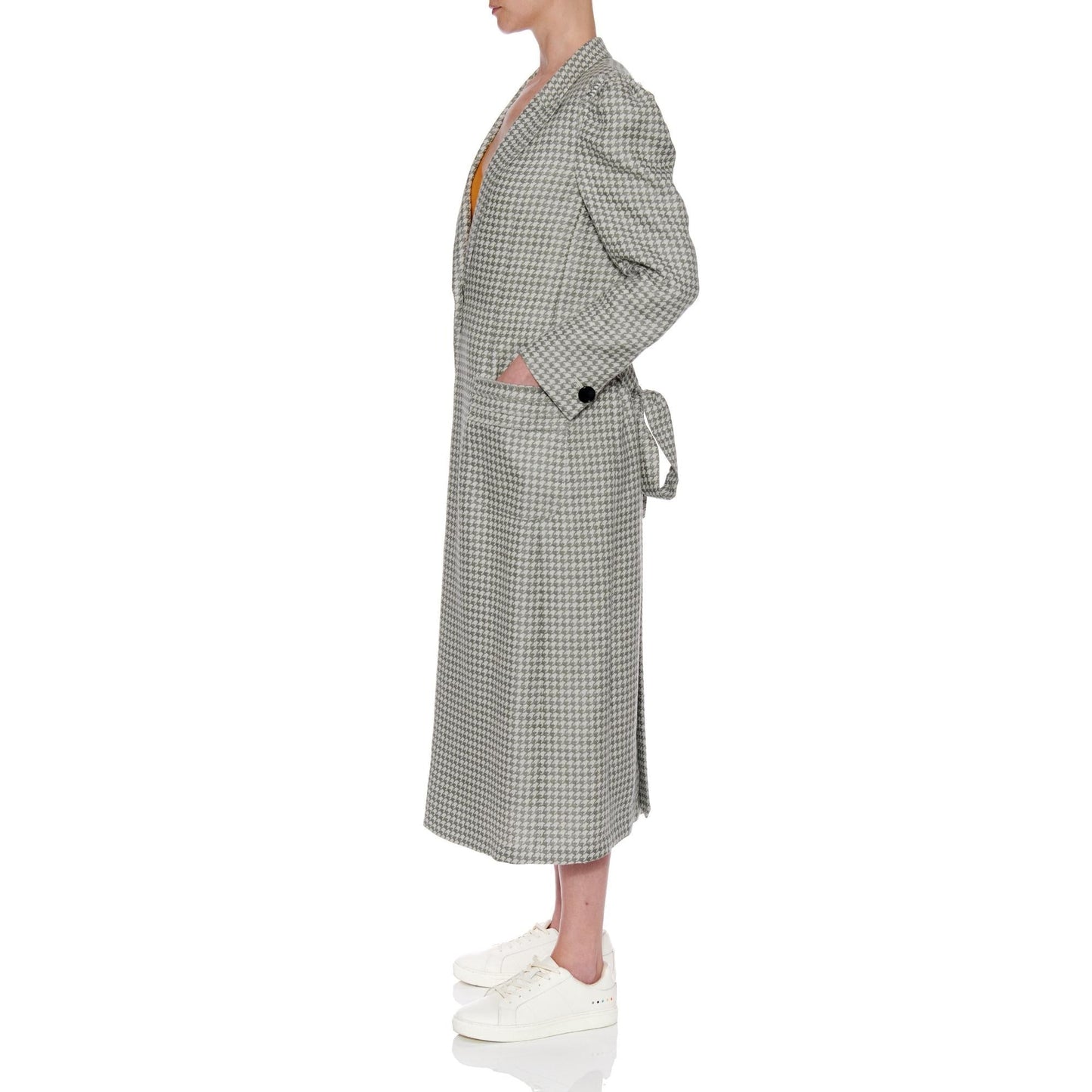 Women Santander Coat - Classic Long Coat With Notched Lapel in Green