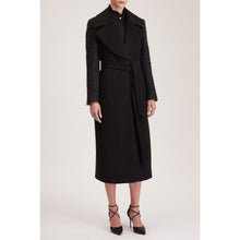Load image into Gallery viewer, Women Aberdeen Coat - Single Breasted Long Coat in Black Wool Blend - Black
